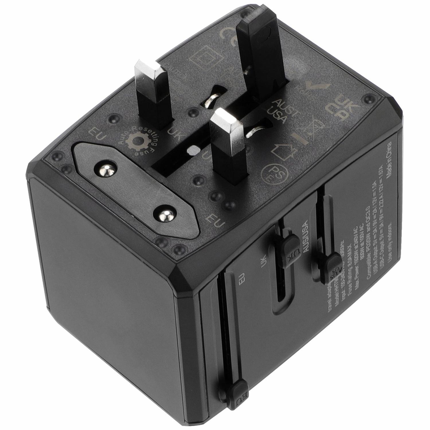 HH904 Worldwide Travel Power Adapter 2 QC+2 PD Ports Fast Charging Wall Charger Plug Converter Black
HH904 Worldwide Travel Power Adapter 2 QC+2 PD Ports Fast Charging Wall Charger Plug Converter Black