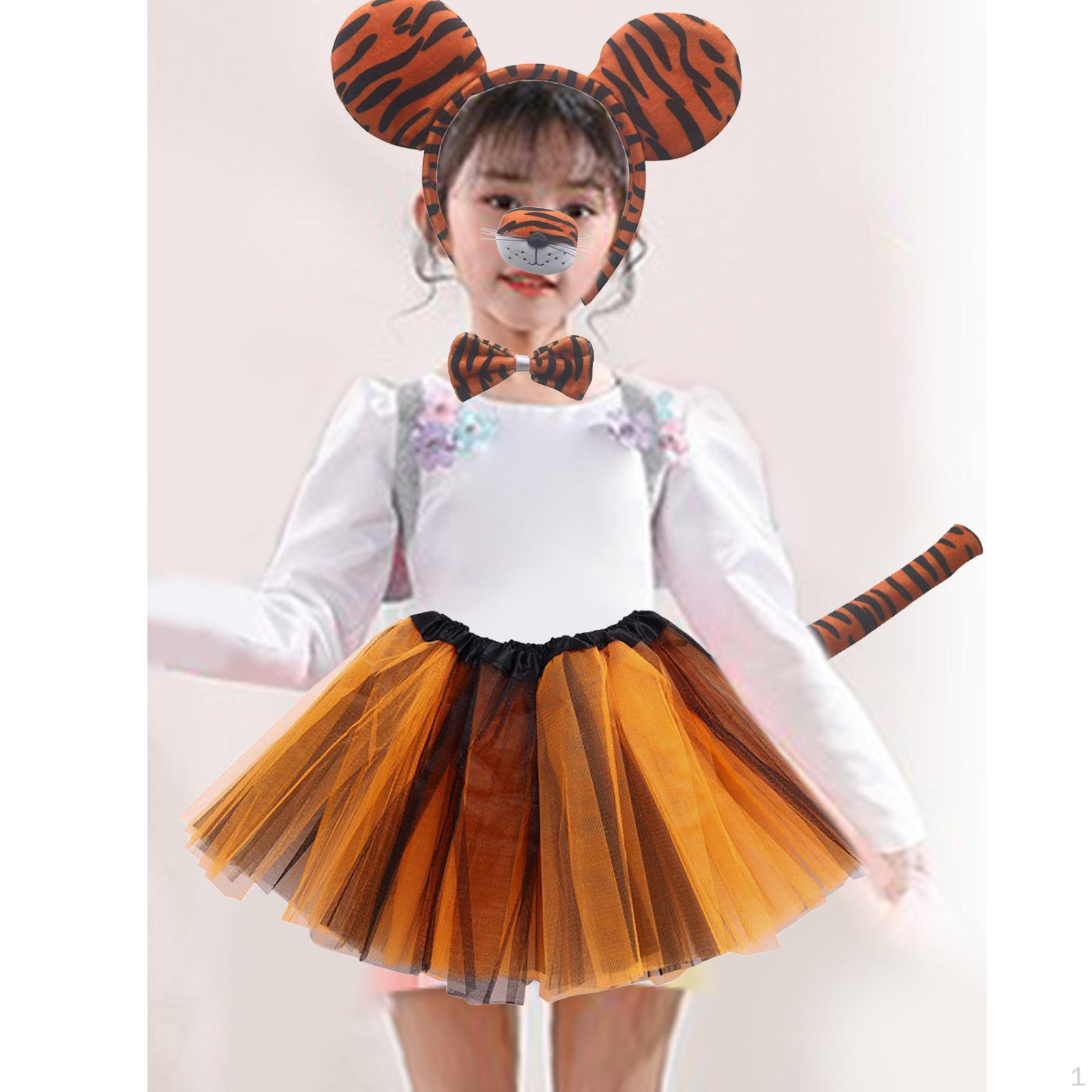 5 Pieces Kids Girls Tiger Costume Set Headband Tail Nose Bow Tie Tutu Skirt round ears
5 Pieces Kids Girls Tiger Costume Set Headband Tail Nose Bow Tie Tutu Skirt round ears