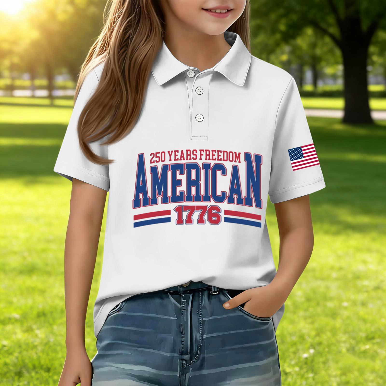 Boys Short Sleeve Polo Shirt Casual Lightweight Cotton Tee Top with Printed Text and Flag Design Suitable for Daily Wear 110
Boys Short Sleeve Polo Shirt Casual Lightweight Cotton Tee Top with Printed Text and Flag Design Suitable for Daily Wear 110