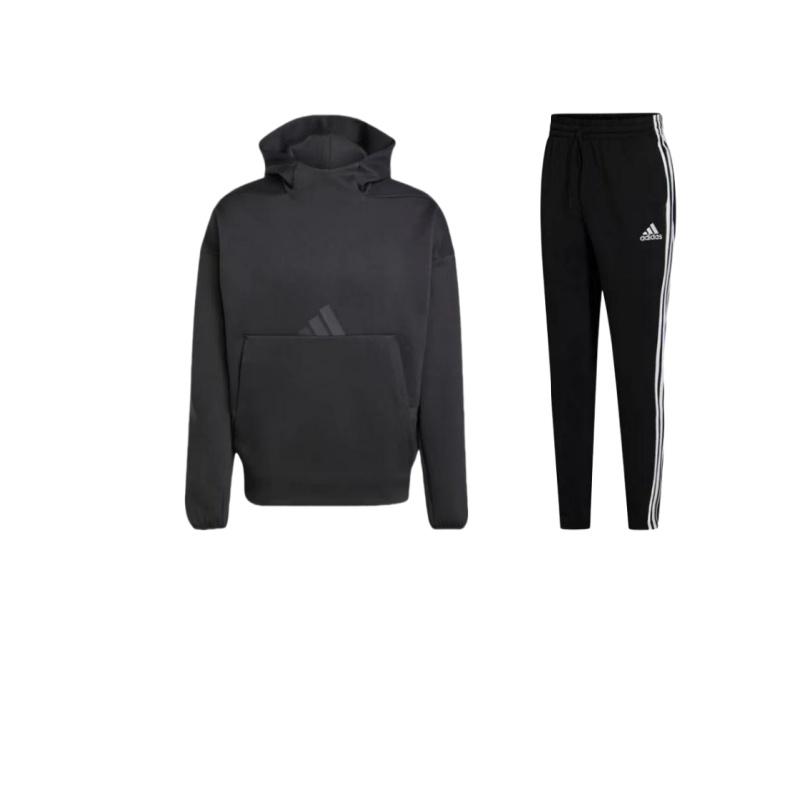 Adidas Solid Color Hooded Long Sleeve Fitted Pullover Sweatshirt Comfortable Striped Long Pants Casual Sports Set Men sets Black GK8995+JE7537 S
Adidas Solid Color Hooded Long Sleeve Fitted Pullover Sweatshirt Comfortable Striped Long Pants Casual Sports Set Men sets Black GK8995+JE7537 S