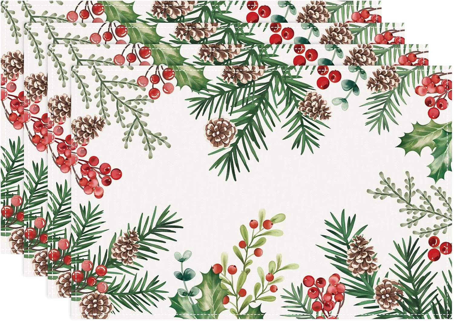 Winter Pine Needle Branches Placemats Set of 4, 12x18 Inch Holly Pine Cone Farmhouse Kitchen Dining Table Mats Washable Place Mats for Indoor Outdoor 4Pcs
Winter Pine Needle Branches Placemats Set of 4, 12x18 Inch Holly Pine Cone Farmhouse Kitchen Dining Table Mats Washable Place Mats for Indoor Outdoor 4Pcs