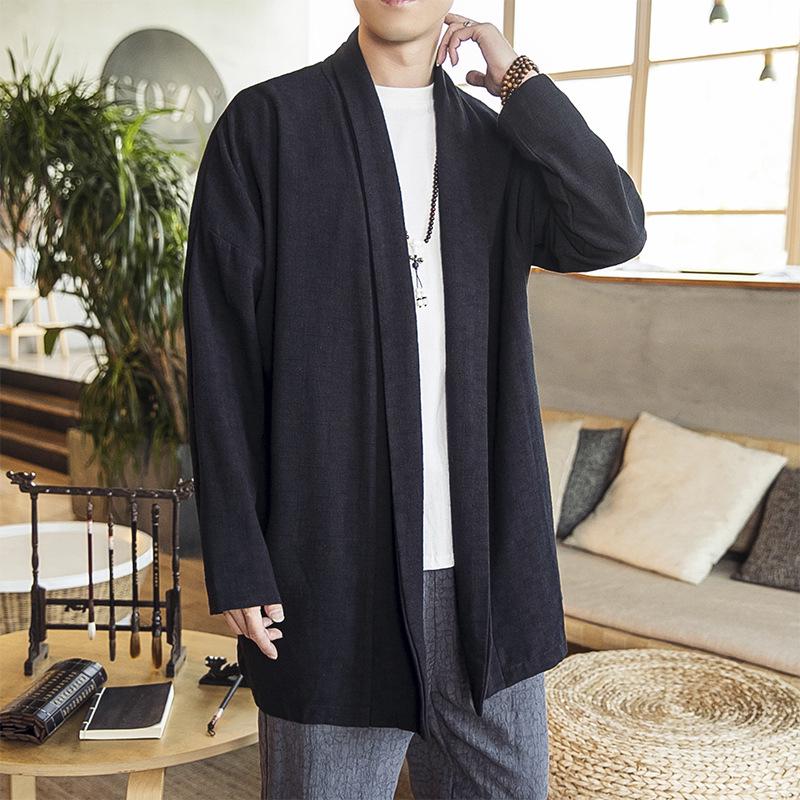2019 Autumn Men s Linen Trench Coat: Solid Color, Chinese-Style, Long Sleeve, Buttonless Hanfu Cardigan Medium (M) чёрный
2019 Autumn Men s Linen Trench Coat: Solid Color, Chinese-Style, Long Sleeve, Buttonless Hanfu Cardigan Medium (M) чёрный