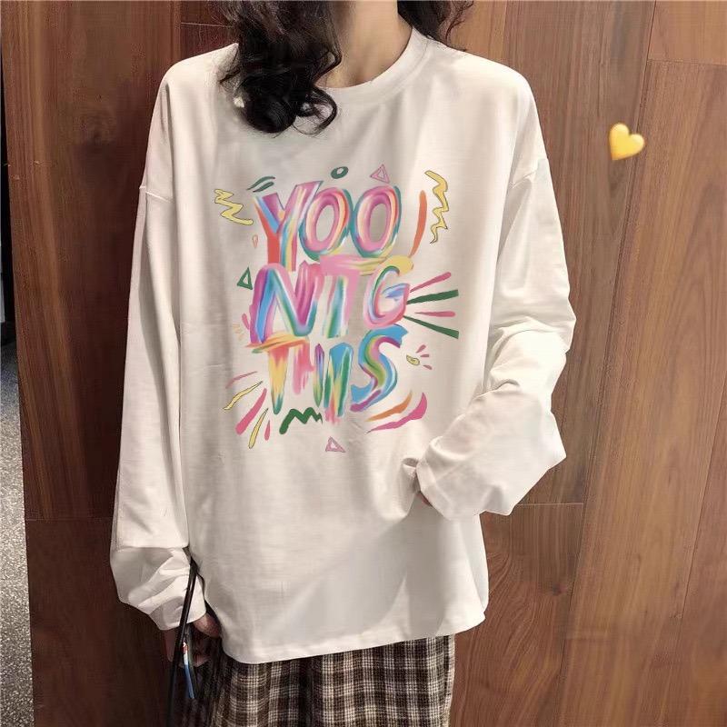 Свободная футболка оверсайз, женские весенне-осенние женские футболки с длинными рукавами и принтом, повседневные студенческие топы в консервативном стиле
Свободная футболка оверсайз, женские весенне-осенние женские футболки с длинными рукавами и принтом, повседневные студенческие топы в консервативном стиле