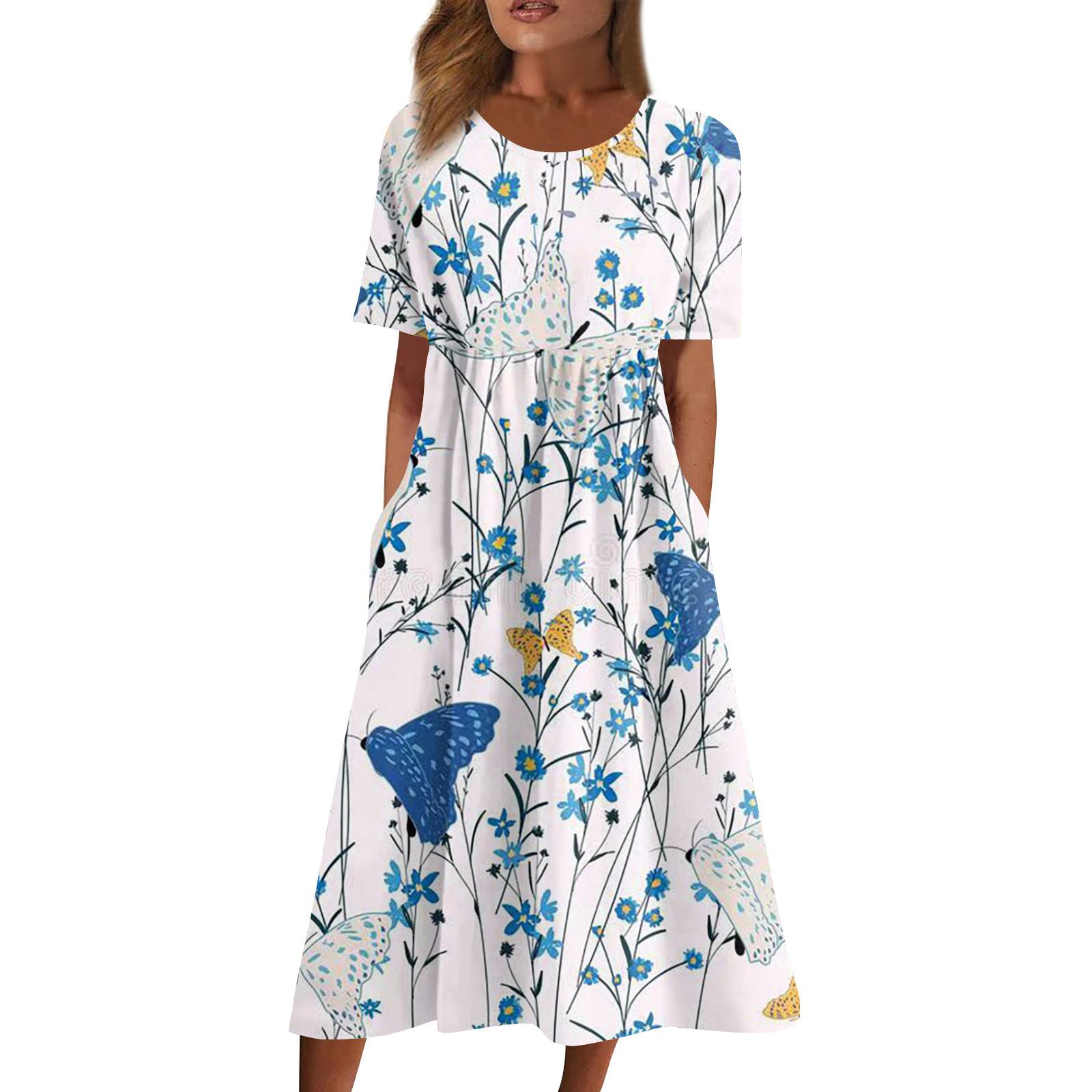 Women s Casual Dresses Printed Dresses Summer Dresses Printed Pleated Round Neck Midi Dresses Basic Outdoor Daily Short Sleeve Loose Dresses XL синій
Women s Casual Dresses Printed Dresses Summer Dresses Printed Pleated Round Neck Midi Dresses Basic Outdoor Daily Short Sleeve Loose Dresses XL синій