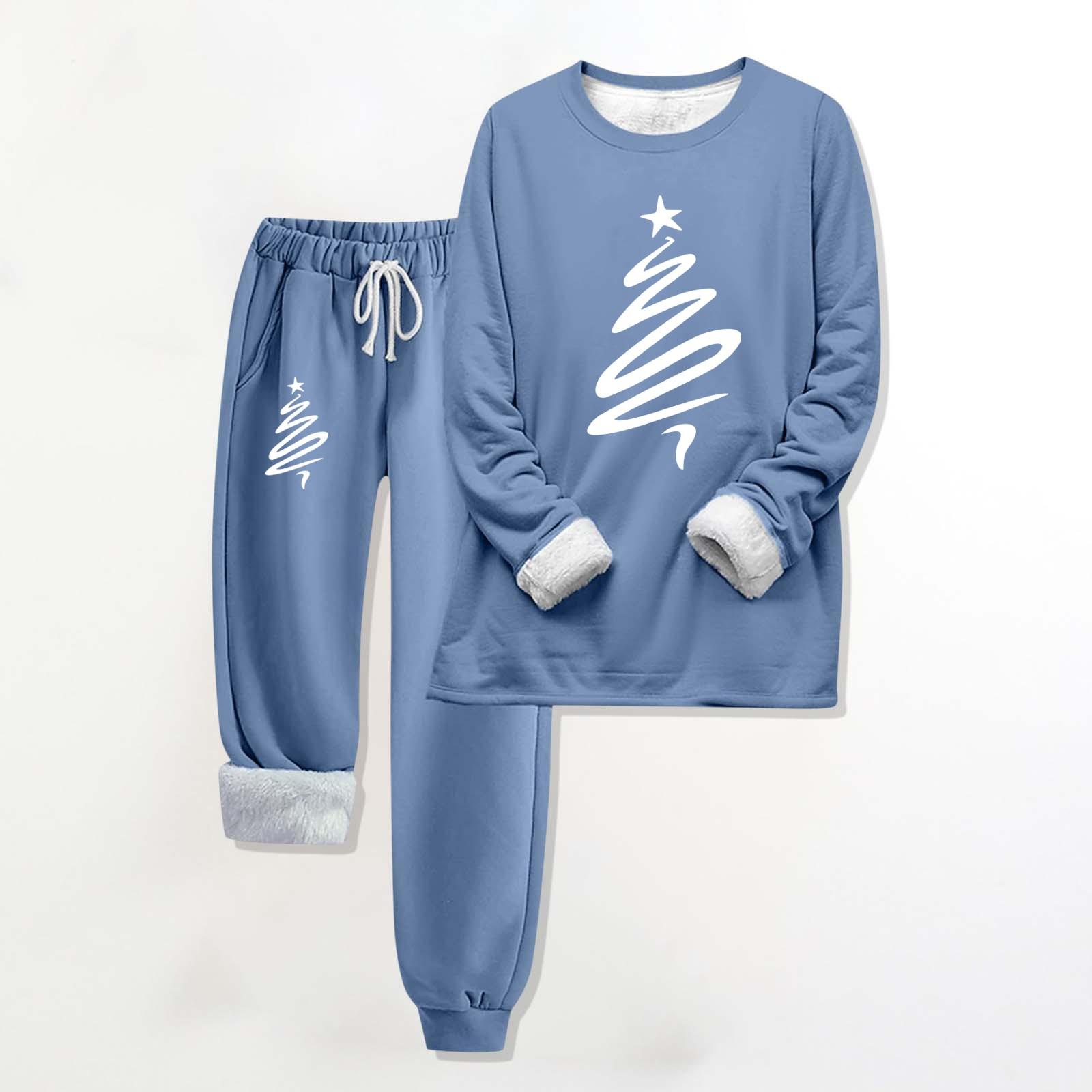Two Piece Outfits For Women Warm Fleece Lined Jogger Set Crewneck Long Sleeve Christmas Printed Sweatshirts Drawstring Waist Sweatpants XXXXL синій
Two Piece Outfits For Women Warm Fleece Lined Jogger Set Crewneck Long Sleeve Christmas Printed Sweatshirts Drawstring Waist Sweatpants XXXXL синій