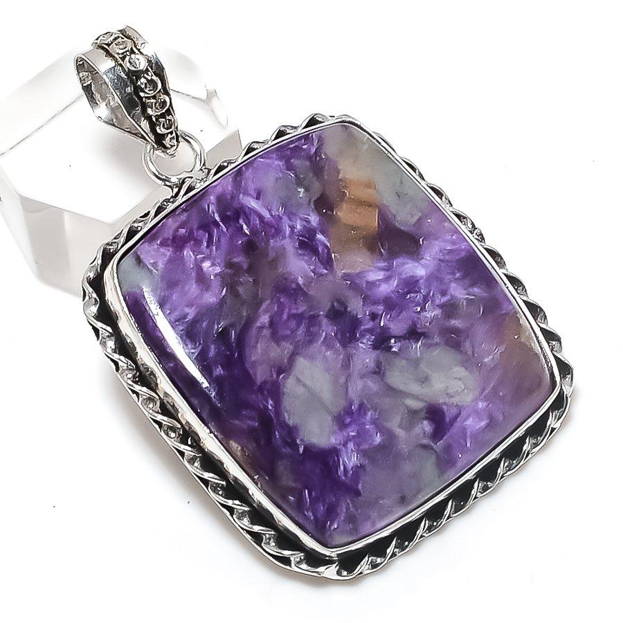 Natural Russian Charoite Gemstone 925 Sterling Silver Jewelry Pendant 1.97 l2H46
Natural Russian Charoite Gemstone 925 Sterling Silver Jewelry Pendant 1.97 l2H46