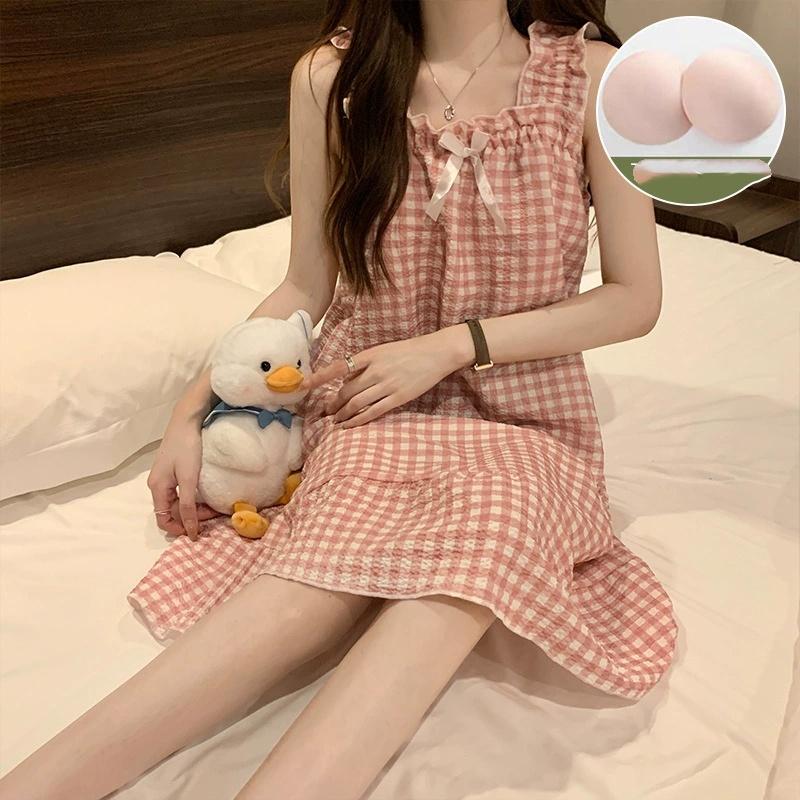 Summer New plus Size Women s Sleepwear with Chest Pad Strap Long Dress Style Home Clothes Knot Sweet Style Pure Color 2XL
Summer New plus Size Women s Sleepwear with Chest Pad Strap Long Dress Style Home Clothes Knot Sweet Style Pure Color 2XL