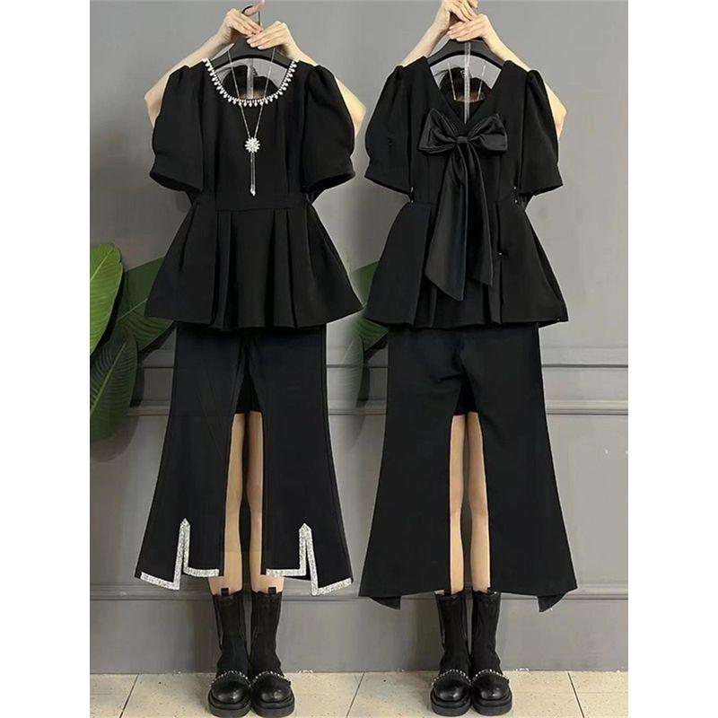 Plus Size Ladies Waist-Tight Beaded Chic Bell-Bottom Pants Fashion Suit Single piece Black Tops 2XL
Plus Size Ladies Waist-Tight Beaded Chic Bell-Bottom Pants Fashion Suit Single piece Black Tops 2XL