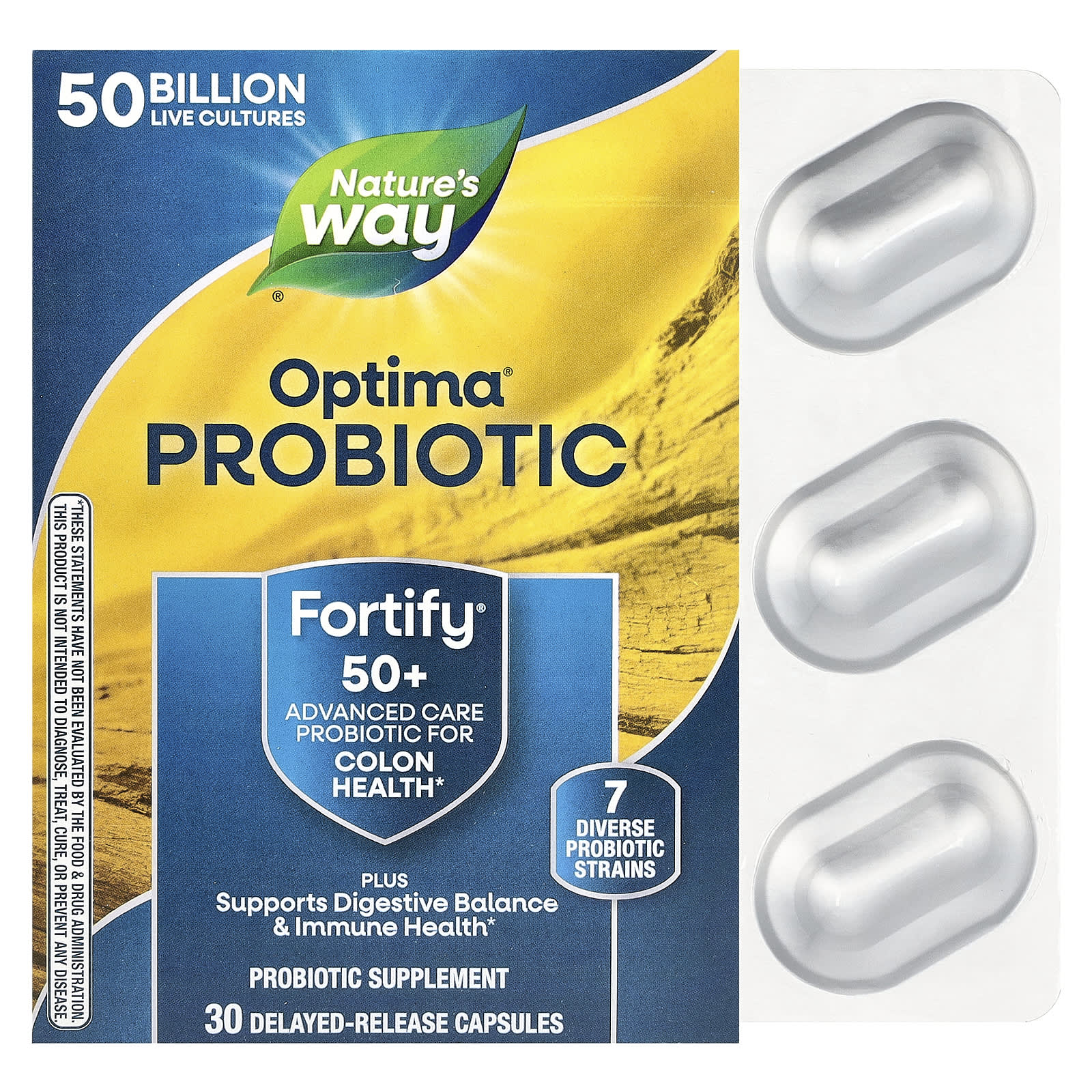 Nature s Way, Optima® Probiotic, Fortify® 50+, 50 мільярдів, 30 капсул із затримкою вивільнення
Nature s Way, Optima® Probiotic, Fortify® 50+, 50 мільярдів, 30 капсул із затримкою вивільнення