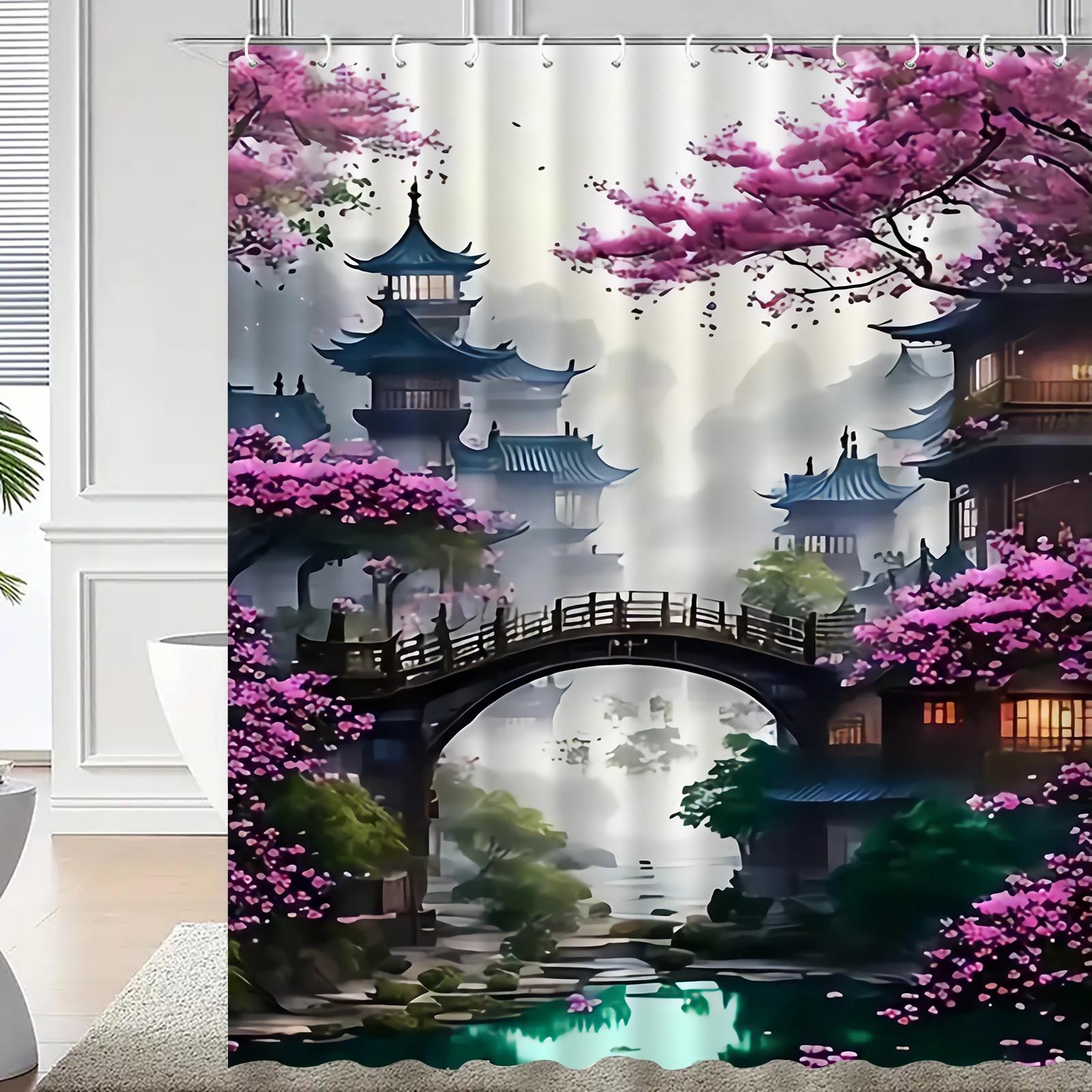 Mountain And Water Courtyard Scenery Shower Curtain Washable Dirt-Resistant Shower Head Waterproof Polyester Bath Curtain W60H190(CM)-1 Pcs
Mountain And Water Courtyard Scenery Shower Curtain Washable Dirt-Resistant Shower Head Waterproof Polyester Bath Curtain W60H190(CM)-1 Pcs