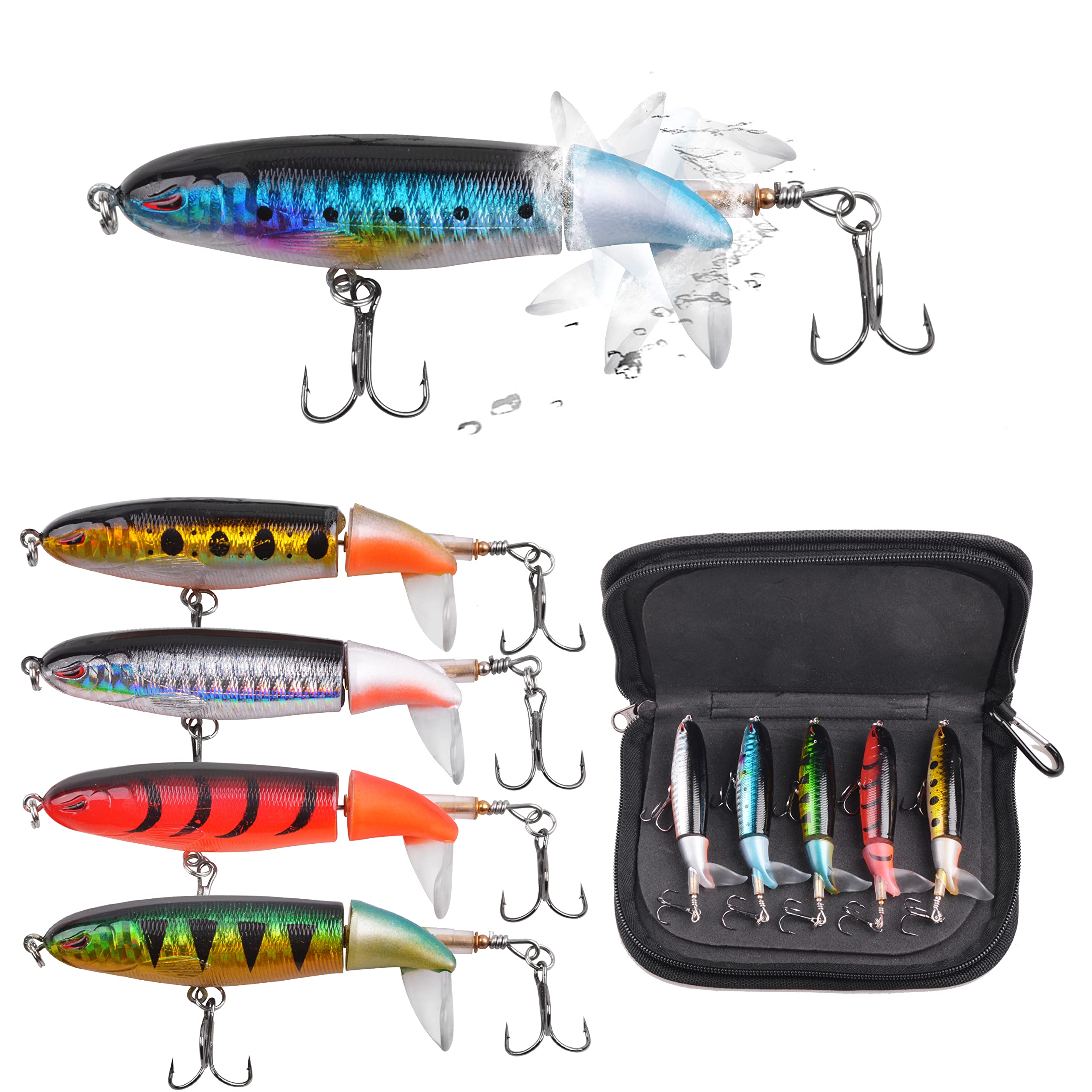 Black Bass Topwater Floating Lure with a Rotating Prop Bait Swisher Includes Special Set of 5 in 5 Colors Propeller, Lure, Packaging, 12g,
Black Bass Topwater Floating Lure with a Rotating Prop Bait Swisher Includes Special Set of 5 in 5 Colors Propeller, Lure, Packaging, 12g,