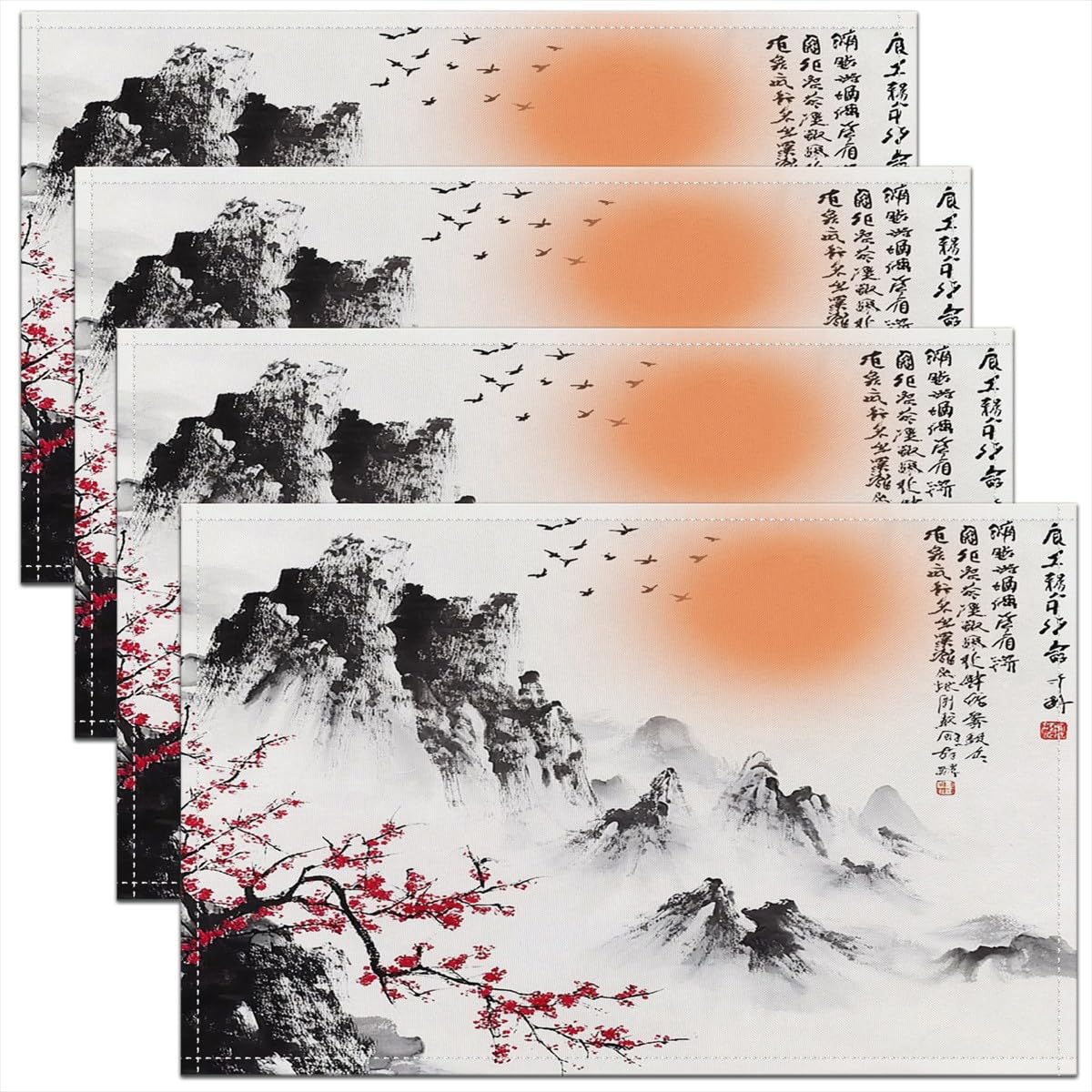 Chinese Mountain Placemats Set of 4 18 x12 Kids Landscape Painting Red Plum Table Place Mats 4pcs-12x18
Chinese Mountain Placemats Set of 4 18 x12 Kids Landscape Painting Red Plum Table Place Mats 4pcs-12x18