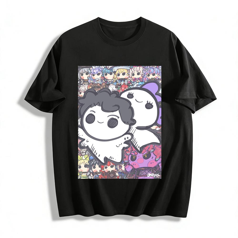 Cute Ghost Stack Print Casual Top Trendy Loose T-Shirt With Anime Game Character Group Portrait Pure cotton T-shirt XXS
Cute Ghost Stack Print Casual Top Trendy Loose T-Shirt With Anime Game Character Group Portrait Pure cotton T-shirt XXS