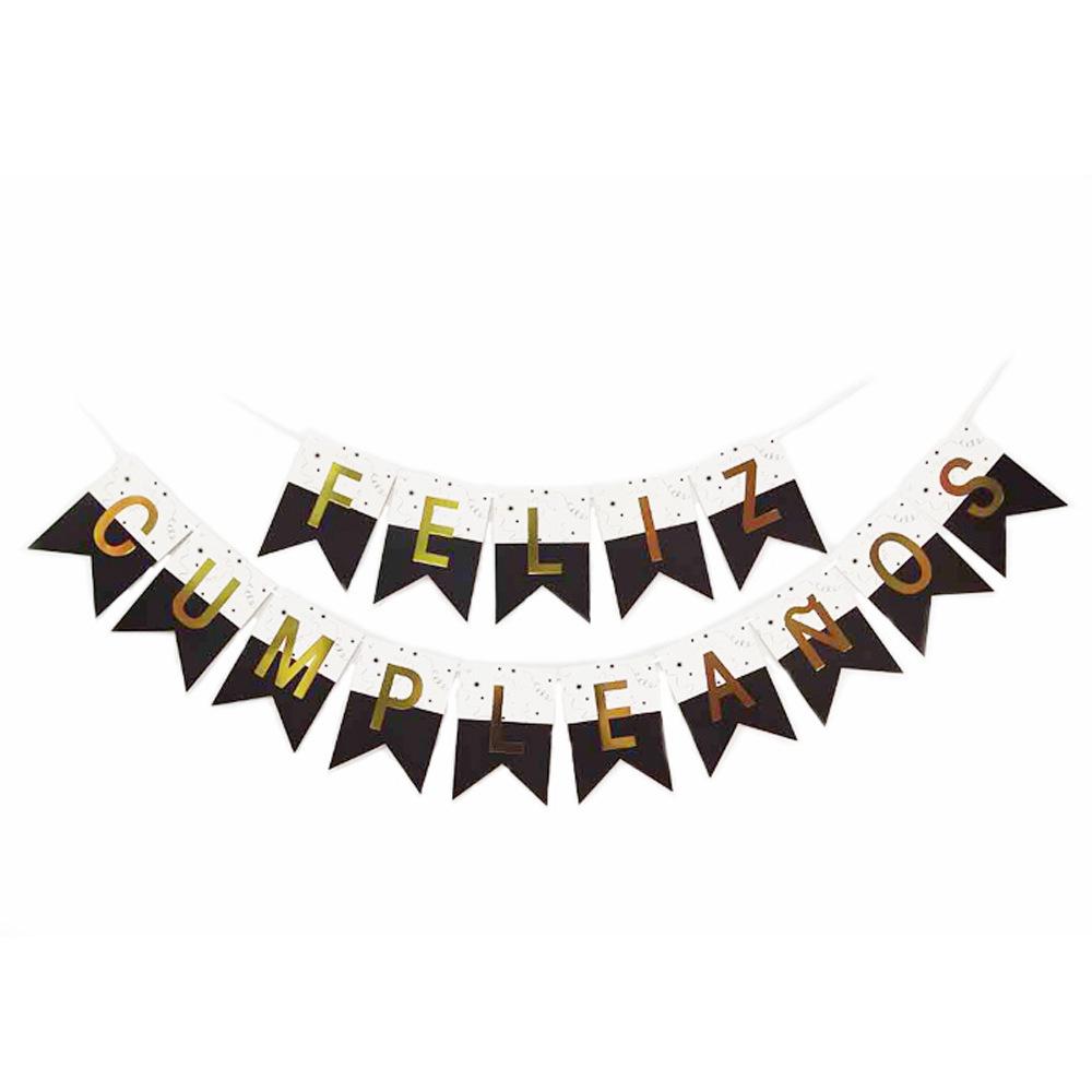 Happy Birthday In Spanish Feliz Cimpleanos Bronzing Letter Banner Customization black + white bronzing Spanish
Happy Birthday In Spanish Feliz Cimpleanos Bronzing Letter Banner Customization black + white bronzing Spanish