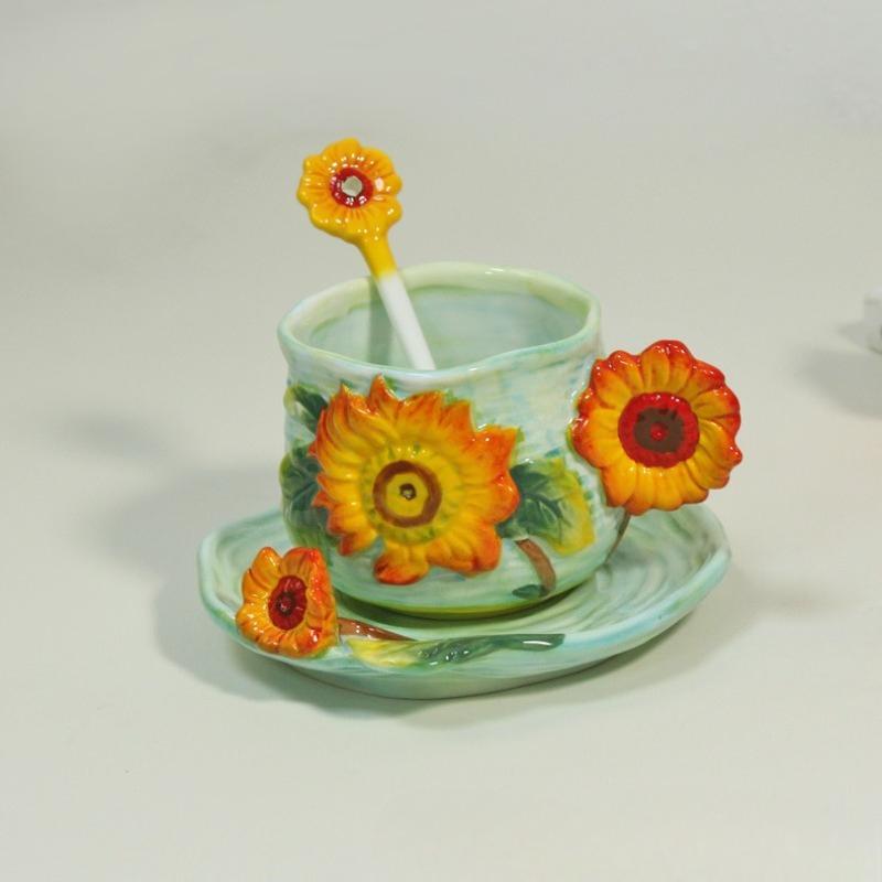 300ML Ceramic Sunflower Coffee Cup and Saucer Creative Embossed 3D Flower Mug Exquisite Afternoon Tea or Floral Tea Cup Gift New 300ml
300ML Ceramic Sunflower Coffee Cup and Saucer Creative Embossed 3D Flower Mug Exquisite Afternoon Tea or Floral Tea Cup Gift New 300ml