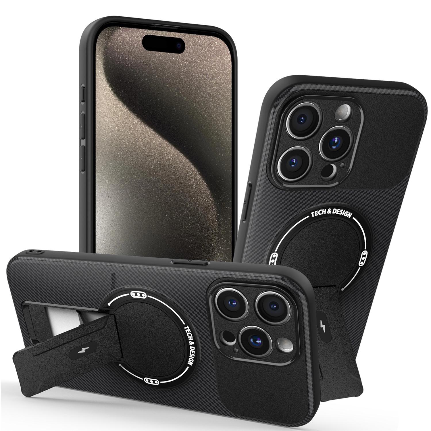 For iPhone 15 Pro Case with Kickstand Carbon Fiber Texture PC+TPU Phone Cover Black
For iPhone 15 Pro Case with Kickstand Carbon Fiber Texture PC+TPU Phone Cover Black