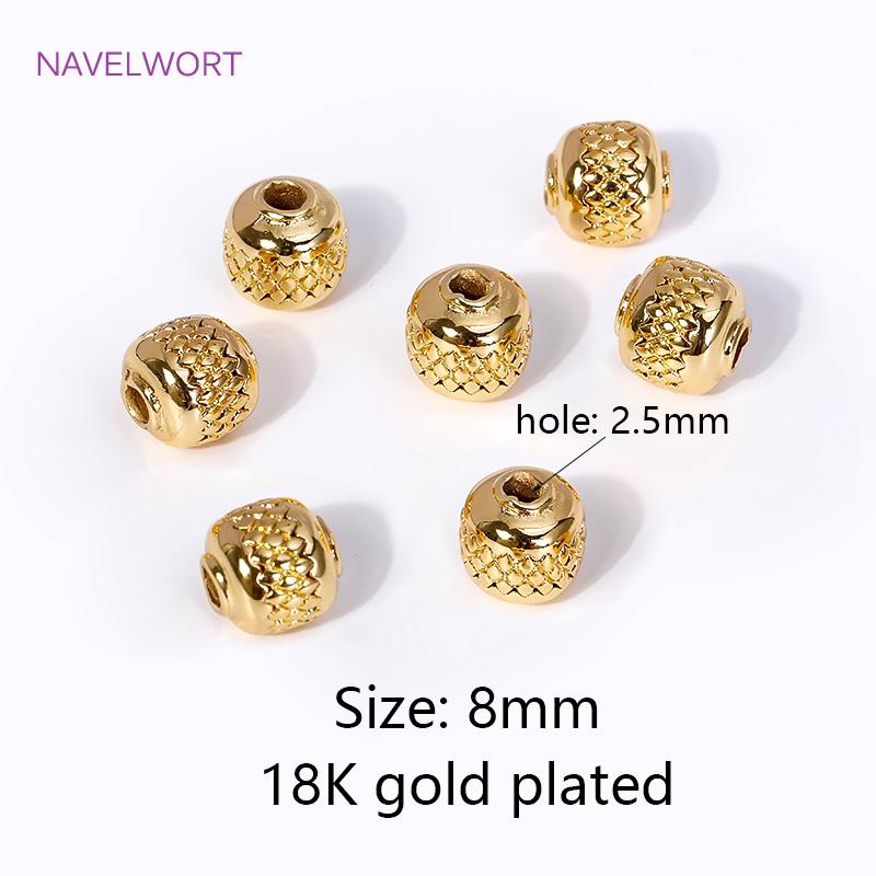 8mm 18K Gold Plated Pineapple Spacer Beads For Jewelry Making Brass Metal Round Stripe Loose Beads DIY Accessories Wholesale 5 pieces
8mm 18K Gold Plated Pineapple Spacer Beads For Jewelry Making Brass Metal Round Stripe Loose Beads DIY Accessories Wholesale 5 pieces