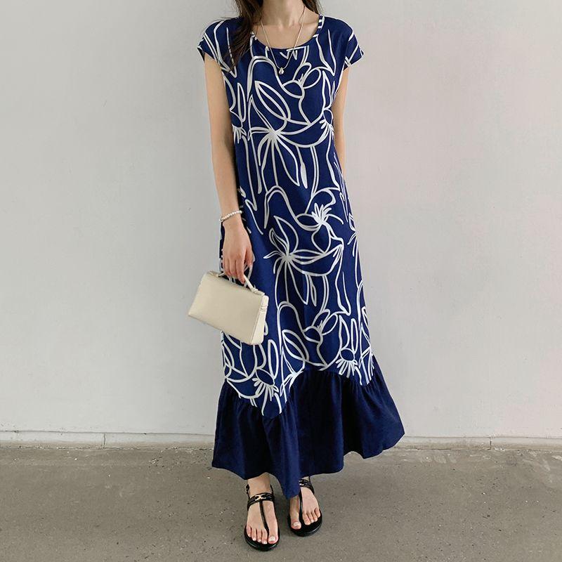 South Korea Dongdaemun Summer New Style round Neck Retro Print Ruffled Short Sleeves Mid Length Long Length Dress Dress
South Korea Dongdaemun Summer New Style round Neck Retro Print Ruffled Short Sleeves Mid Length Long Length Dress Dress