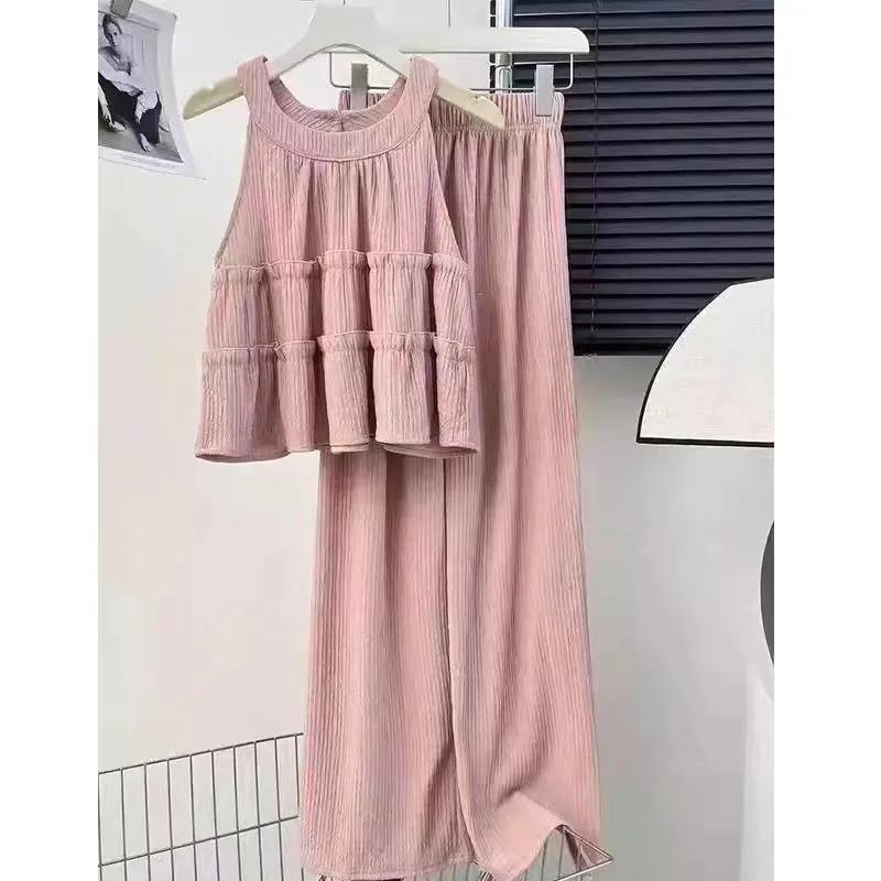 Women s Summer Set Round Neck Sleeveless Top High Waist Straight Leg Pants Women s Summer Korean Version Wide Leg Pants Two-Piece Set XXL рожевий
Women s Summer Set Round Neck Sleeveless Top High Waist Straight Leg Pants Women s Summer Korean Version Wide Leg Pants Two-Piece Set XXL рожевий