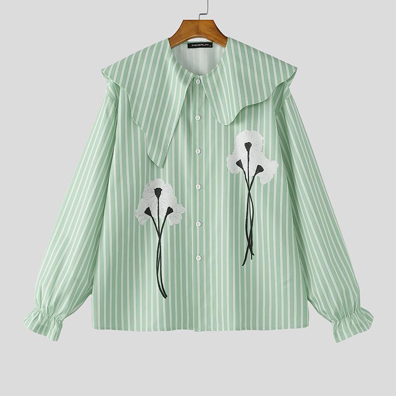 INCERUN Oversized Men Doll Collar Long Sleeve Striped Print Casual Shirts Loose Tops 5XL зелений
INCERUN Oversized Men Doll Collar Long Sleeve Striped Print Casual Shirts Loose Tops 5XL зелений