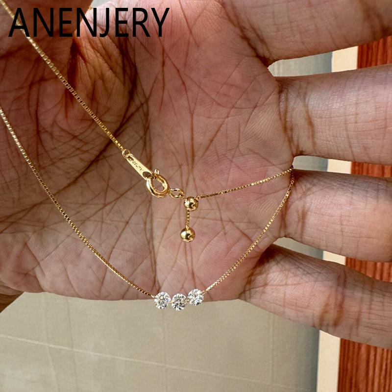 ANENJERY Three Zircon Golden Necklace for Women Simple Clavicle chain Choker Delicate Jewelry Daily Wedding срібний
ANENJERY Three Zircon Golden Necklace for Women Simple Clavicle chain Choker Delicate Jewelry Daily Wedding срібний