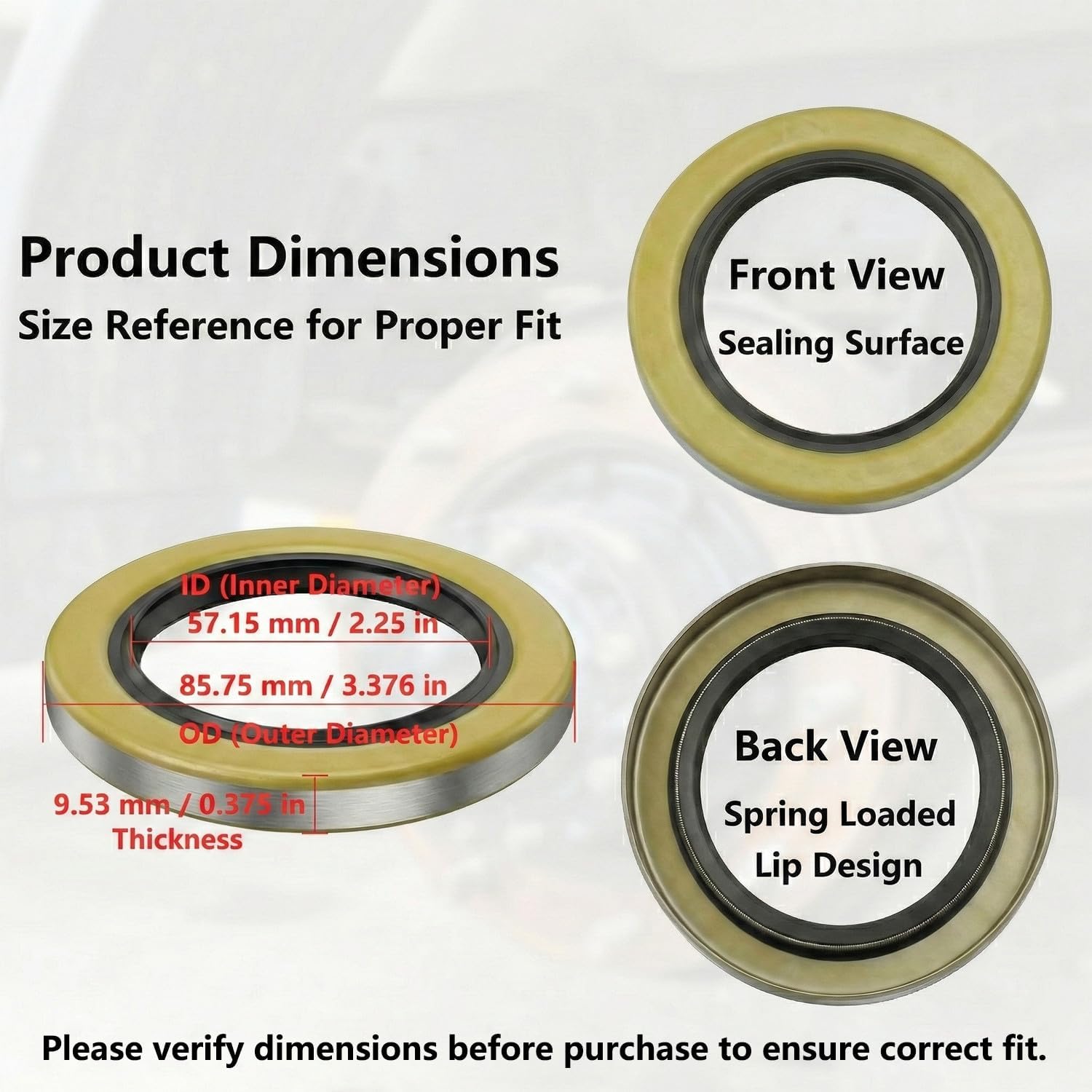 4 Pack Trailer Hub Grease Seal 010-036-00 Double Lip, 2.250 ID x 3.376 OD Double Lip Seal for Dexter Texcom 5200-7000 lb RV Trailer Axles D42,
4 Pack Trailer Hub Grease Seal 010-036-00 Double Lip, 2.250 ID x 3.376 OD Double Lip Seal for Dexter Texcom 5200-7000 lb RV Trailer Axles D42,