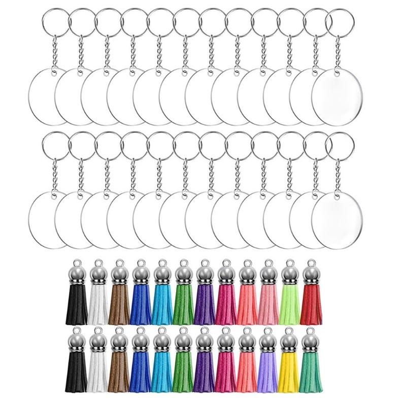 12/24 Pieces DIY Transparent Circle Discs Round Acrylic Blanks + Tassel Pendant Keychains DIY Art Craft for Making Gifts 1
12/24 Pieces DIY Transparent Circle Discs Round Acrylic Blanks + Tassel Pendant Keychains DIY Art Craft for Making Gifts 1