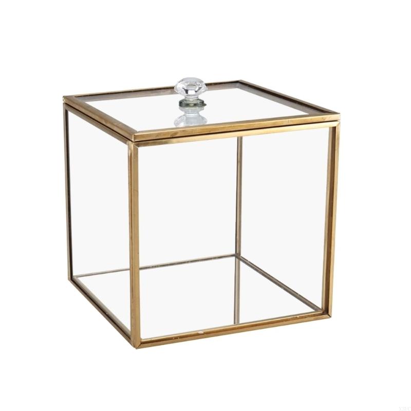 Crystals Clear Glass Cotton Swab Holder Dustproof Sealed Container With Golden Trim For Table Organization X3UC
Crystals Clear Glass Cotton Swab Holder Dustproof Sealed Container With Golden Trim For Table Organization X3UC