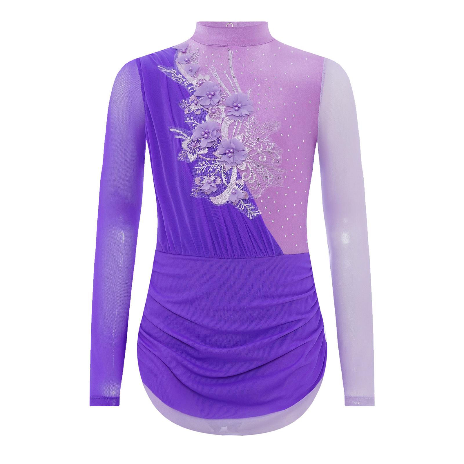 Girls Figure Skating Lyrical Dress Mock Neck Sheer Mesh Long Sleeve Keyhole Back Rhinestone Dress 5-6 Years фіолетовий
Girls Figure Skating Lyrical Dress Mock Neck Sheer Mesh Long Sleeve Keyhole Back Rhinestone Dress 5-6 Years фіолетовий