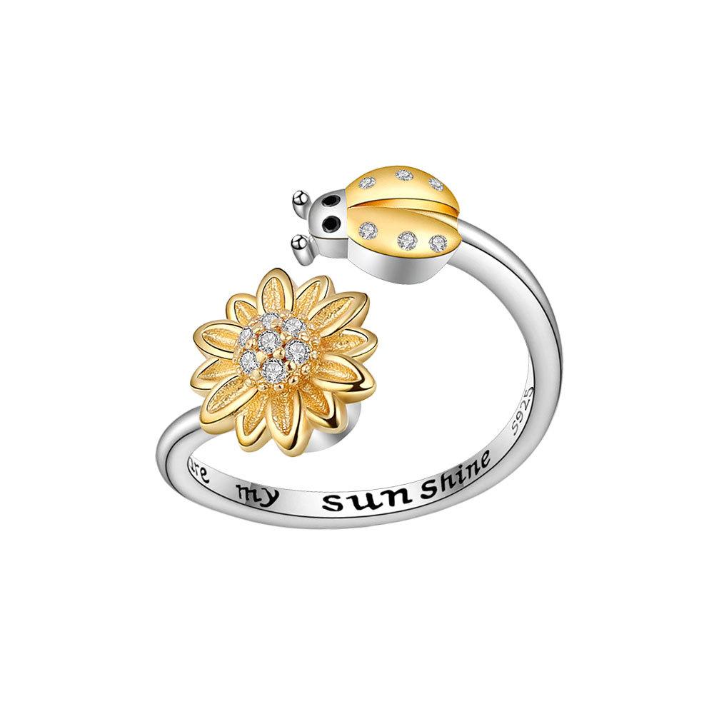 Adjustable Ladybug & Sunflower Anxiety Relief Ring for Women Engraved Lettering Metal Spinner Fidget Anti-Stress Rotating Ring resizable
Adjustable Ladybug & Sunflower Anxiety Relief Ring for Women Engraved Lettering Metal Spinner Fidget Anti-Stress Rotating Ring resizable