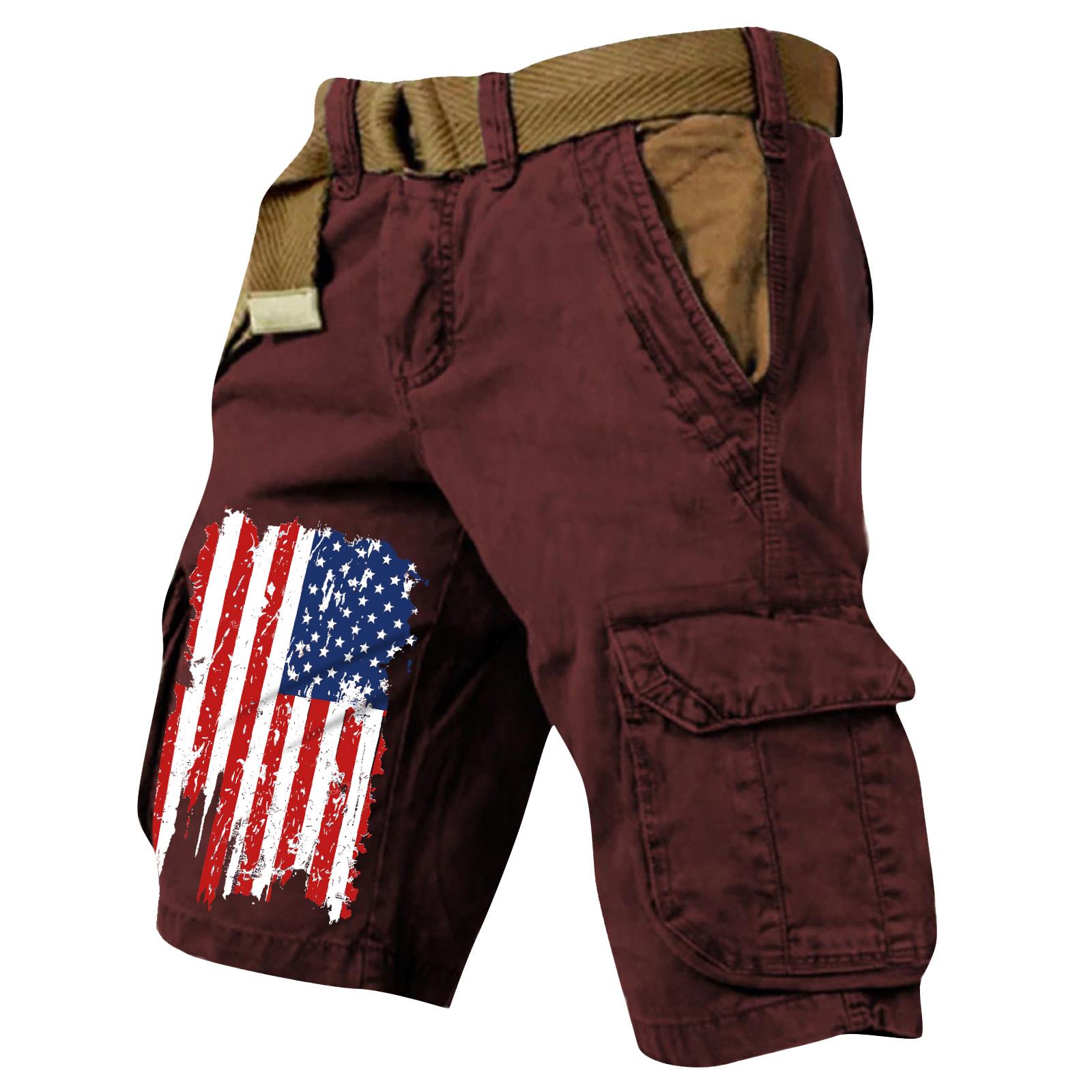 Mens Cargo Shorts with Multiple Pockets Relaxed Fit Flag Print Casual Summer Shorts with Belt XL винний
Mens Cargo Shorts with Multiple Pockets Relaxed Fit Flag Print Casual Summer Shorts with Belt XL винний
