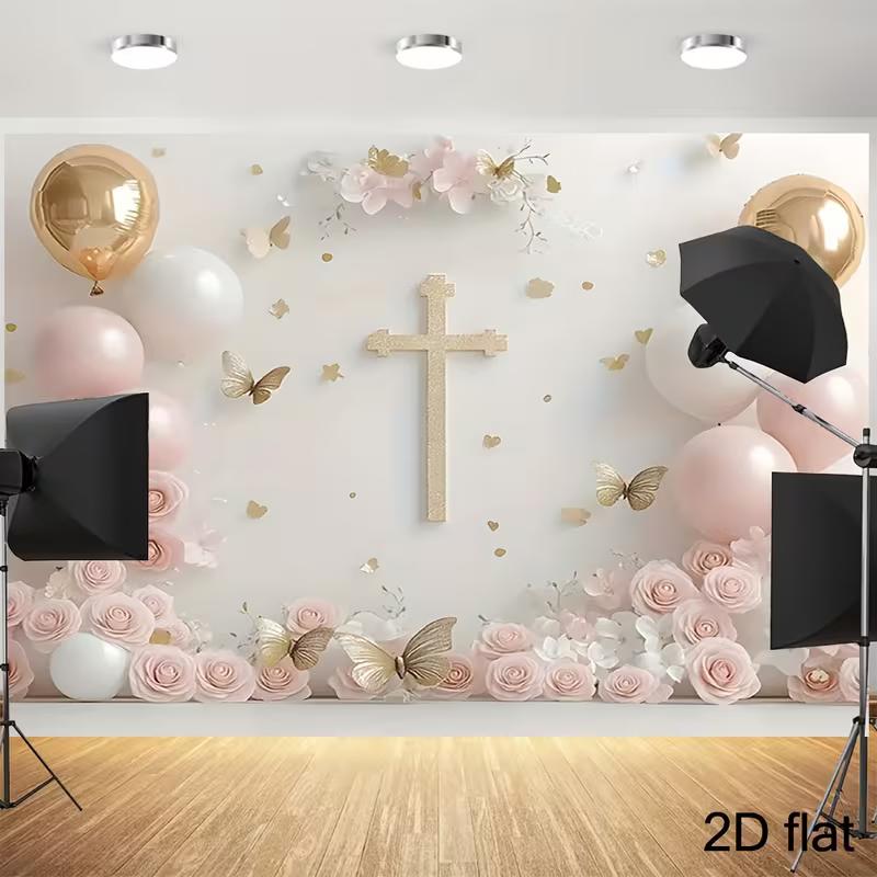 2D Pink Gold Cross and Balloons Studio Background for Religious Party 47.2x31.5inch/120*80cm
2D Pink Gold Cross and Balloons Studio Background for Religious Party 47.2x31.5inch/120*80cm