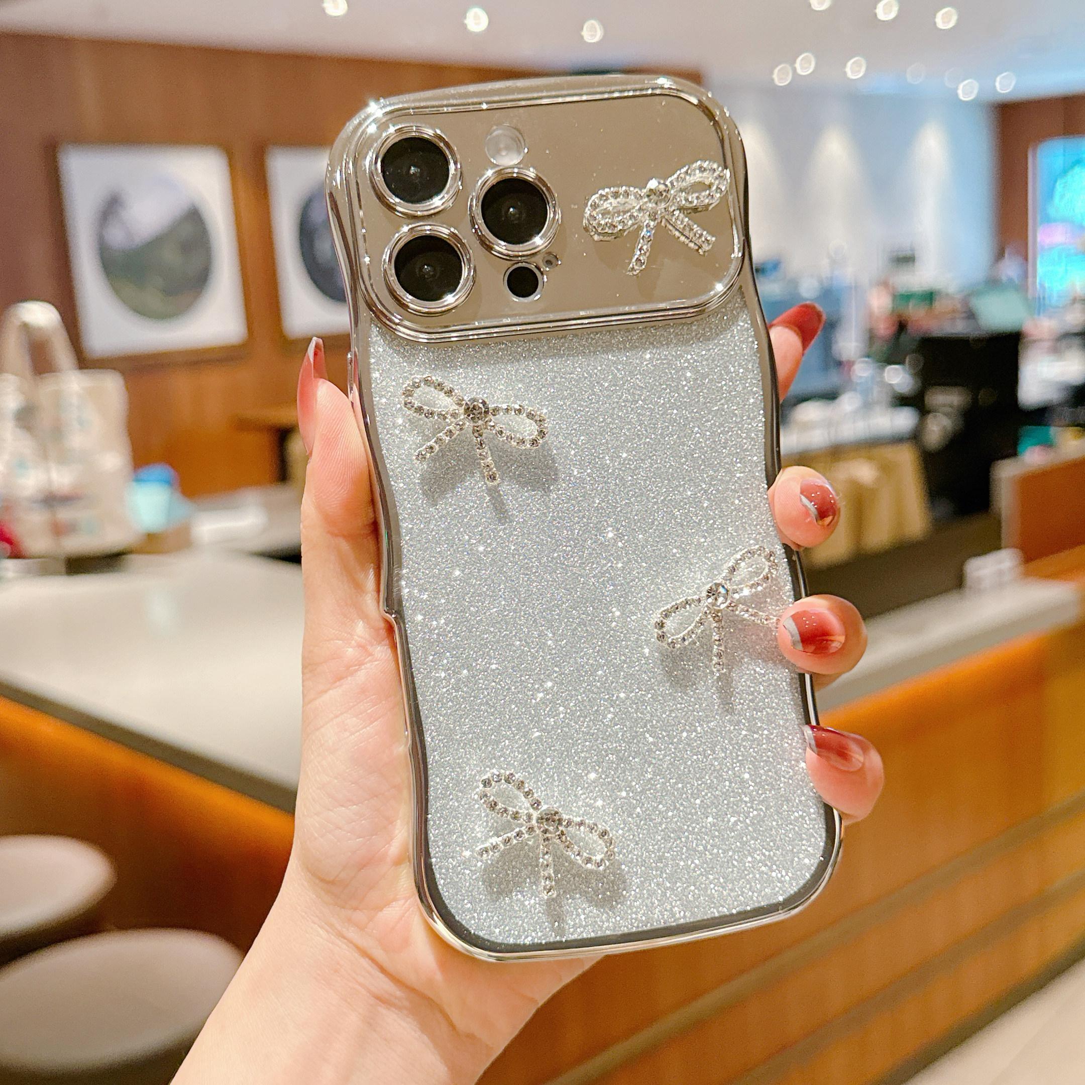 For iPhone 16 Pro Case Electroplated Wavy Frame Glitter TPU Phone Cover with Rhinestone Bow Decor E
For iPhone 16 Pro Case Electroplated Wavy Frame Glitter TPU Phone Cover with Rhinestone Bow Decor E
