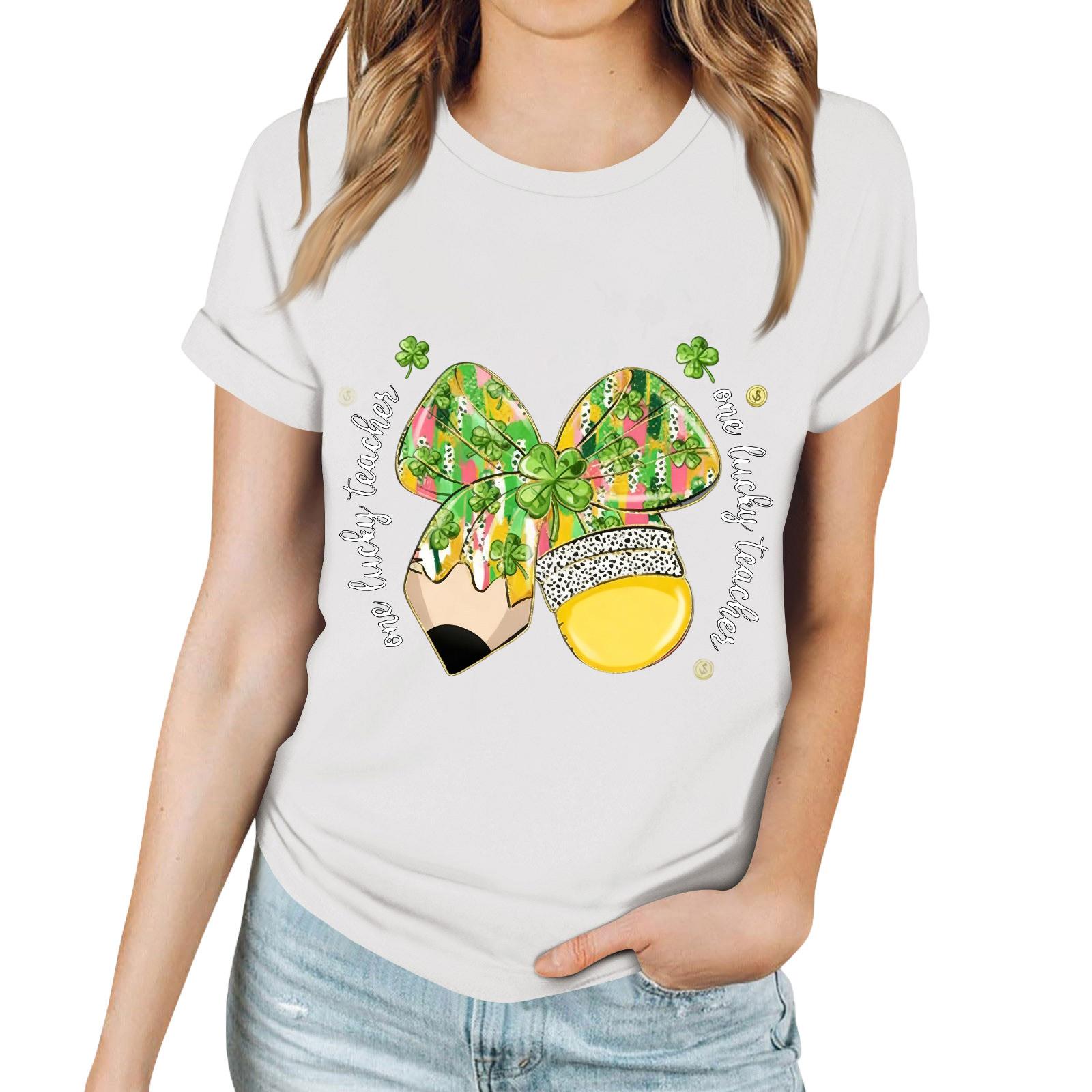 Women s Casual Saint Patrick Print T-Shirt Round Neck Pullover Short Sleeve Top XL білий
Women s Casual Saint Patrick Print T-Shirt Round Neck Pullover Short Sleeve Top XL білий