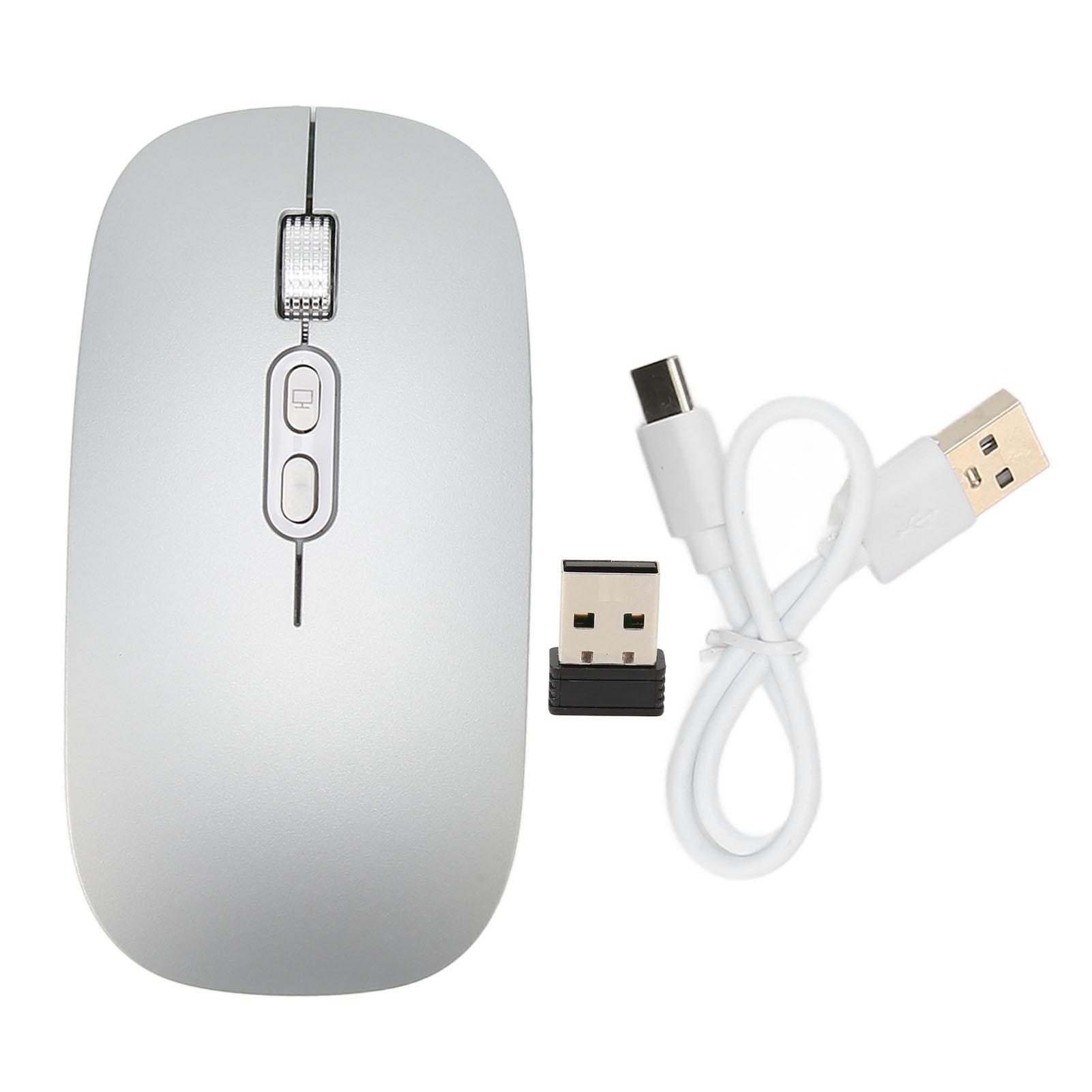 Bluetooth Mouse Silent Type C Charging 2.4G Wireless Mouse with Colorful Light for Macbook for серебряный серый
Bluetooth Mouse Silent Type C Charging 2.4G Wireless Mouse with Colorful Light for Macbook for серебряный серый