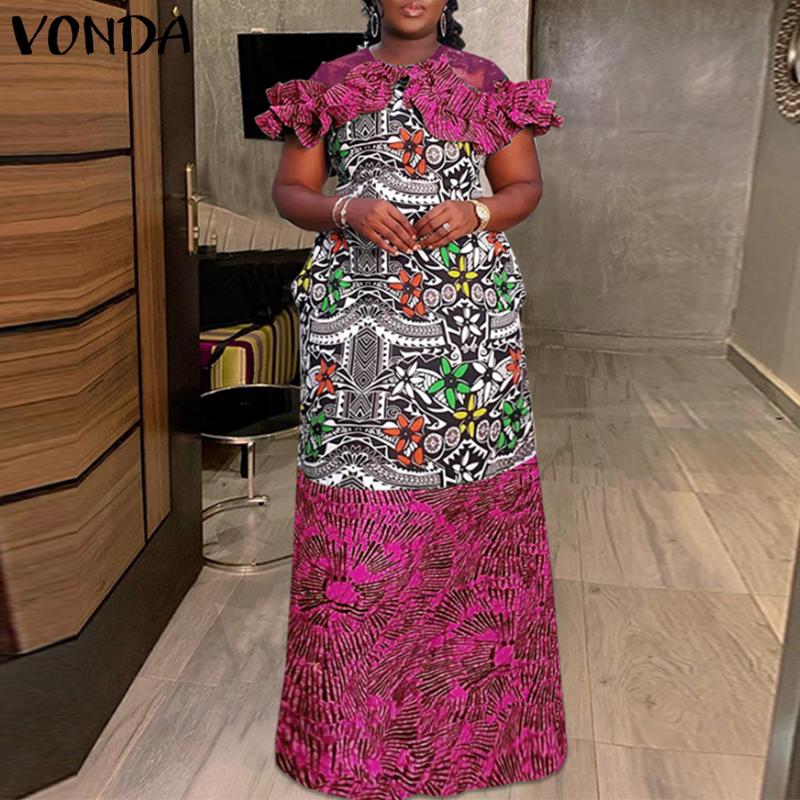 VONDA Летнее женское длинное платье с коротким рукавом и принтом 
VONDA Летнее женское длинное платье с коротким рукавом и принтом