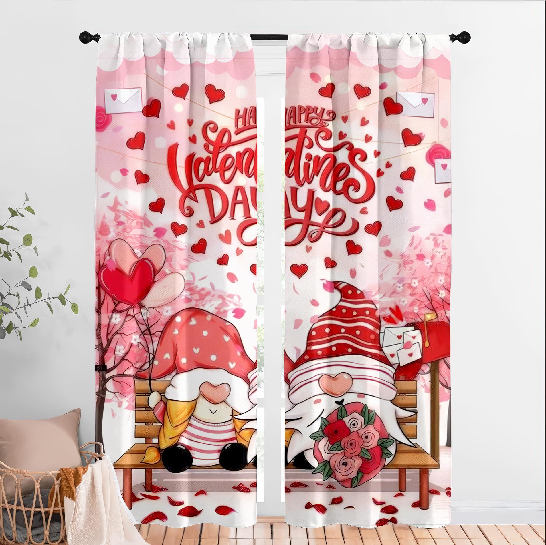 Set Of 2 Happy Valentine Day Gnome Heart Curtains Perfect Festive Window Decor Made Polyester W100*H70(CM)-Grommet top&1PCS
Set Of 2 Happy Valentine Day Gnome Heart Curtains Perfect Festive Window Decor Made Polyester W100*H70(CM)-Grommet top&1PCS
