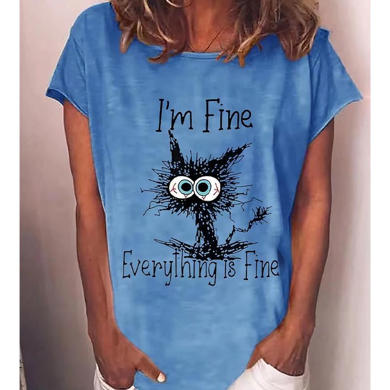Women Summer T Shirt Trend Kitty Print Retro Fashion Short Sleeve Tees Casual Printed Tops 8XL темно-синього кольору
Women Summer T Shirt Trend Kitty Print Retro Fashion Short Sleeve Tees Casual Printed Tops 8XL темно-синього кольору