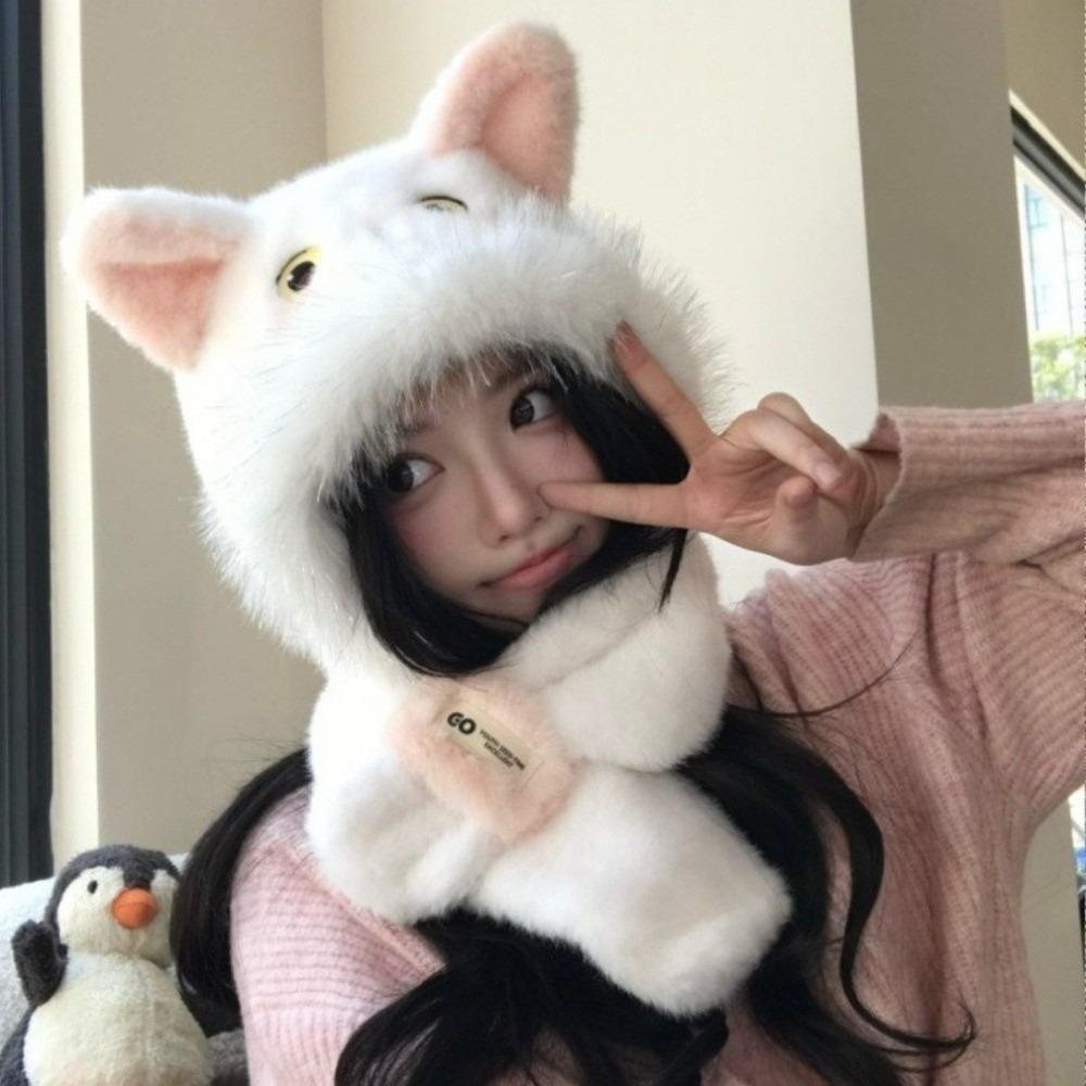 Fashion Winter Balaclava Hat Windproof Thickened Ear Protection Hat Keep Warm Fox Ear Integrated Scarf Hat Set for Women білий
Fashion Winter Balaclava Hat Windproof Thickened Ear Protection Hat Keep Warm Fox Ear Integrated Scarf Hat Set for Women білий