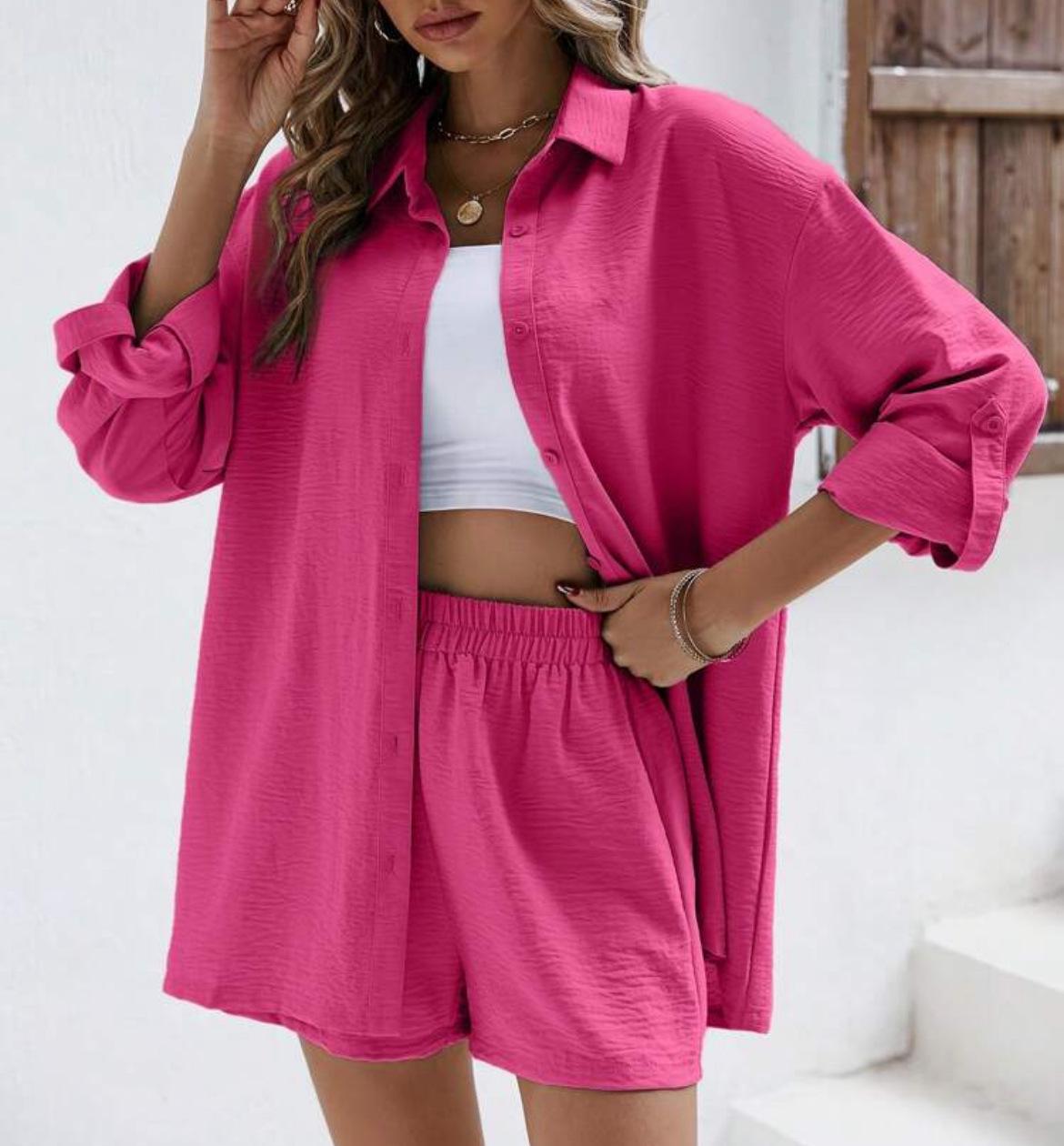 Весна 2023 Женский однотонный комплект с рубашкой с лацканами и длинными рукавами и шортами с высокой талией S
Весна 2023 Женский однотонный комплект с рубашкой с лацканами и длинными рукавами и шортами с высокой талией S