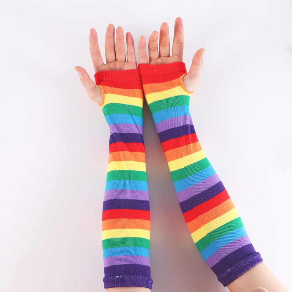 Printing Thin Knitting Gloves Female Arm Warmers Rainbow Sleeve Cuff Striped Arm Warmers No finger hole
Printing Thin Knitting Gloves Female Arm Warmers Rainbow Sleeve Cuff Striped Arm Warmers No finger hole