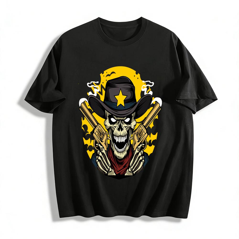 Undead Sheriff Double Guns Skull Vintage Western Streetwear Graphic Tee Pure cotton T-shirt XXS
Undead Sheriff Double Guns Skull Vintage Western Streetwear Graphic Tee Pure cotton T-shirt XXS