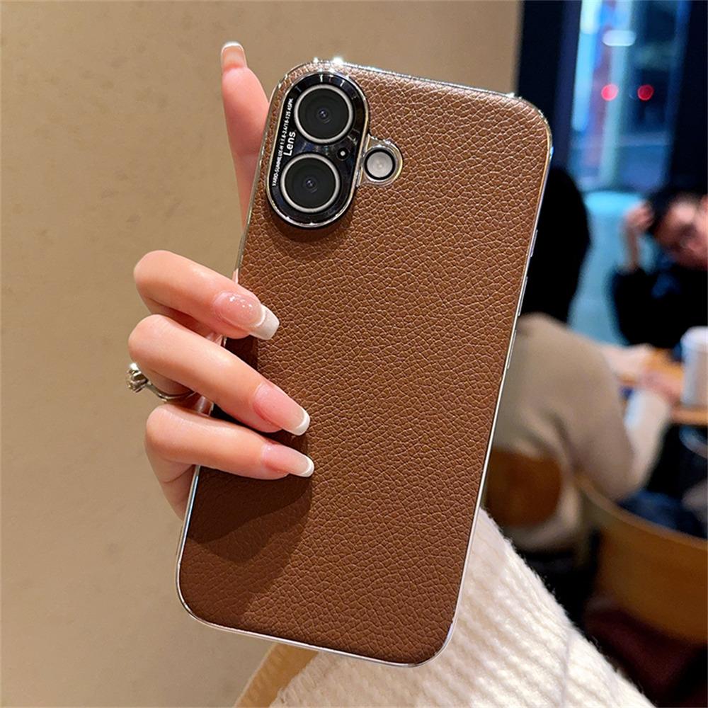 For iPhone 16 Case Electroplating Edge Litchi Texture Leather+PC Phone Cover Pink Coffee
For iPhone 16 Case Electroplating Edge Litchi Texture Leather+PC Phone Cover Pink Coffee