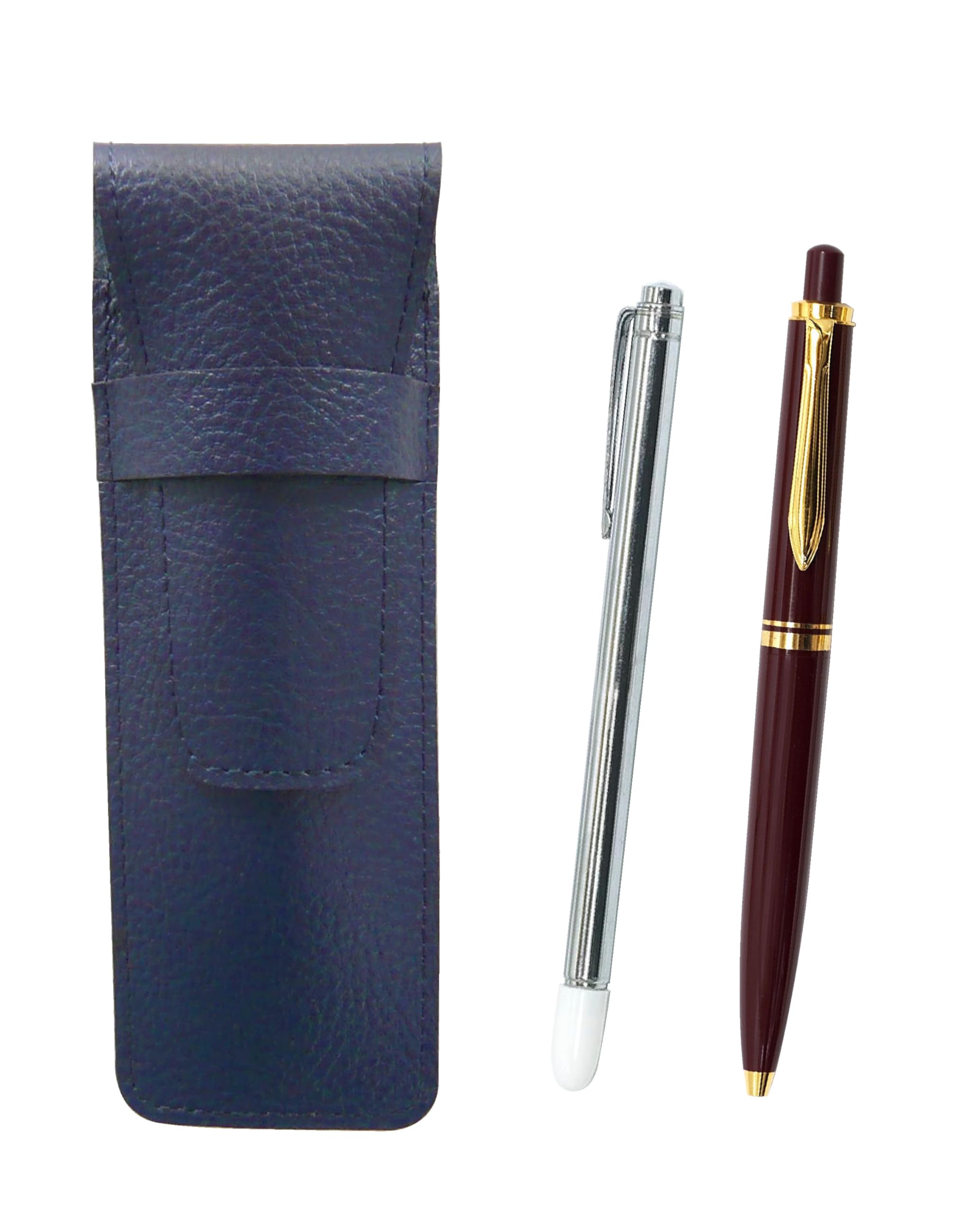 Grained leather pencil case blue Metal indicator rod and Euro style brass parts knock type ballpoint pen set Red SASL-701S-NXB-R
Grained leather pencil case blue Metal indicator rod and Euro style brass parts knock type ballpoint pen set Red SASL-701S-NXB-R