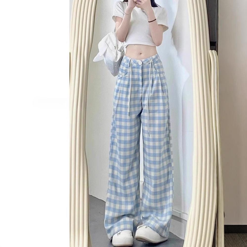 Inward Hem Blue Plaid Women s Wide-Leg Pants - Plus Size Loose Fit for Spring/Summer M (up to 105 jin)
Inward Hem Blue Plaid Women s Wide-Leg Pants - Plus Size Loose Fit for Spring/Summer M (up to 105 jin)
