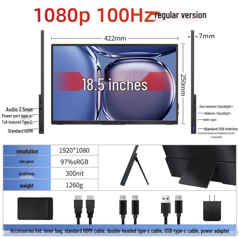 2K Портативний монітор для 15,6/17,3-дюймових ноутбуків, телефонів, PS5 та Switch 17.3 inch
2K Портативний монітор для 15,6/17,3-дюймових ноутбуків, телефонів, PS5 та Switch 17.3 inch