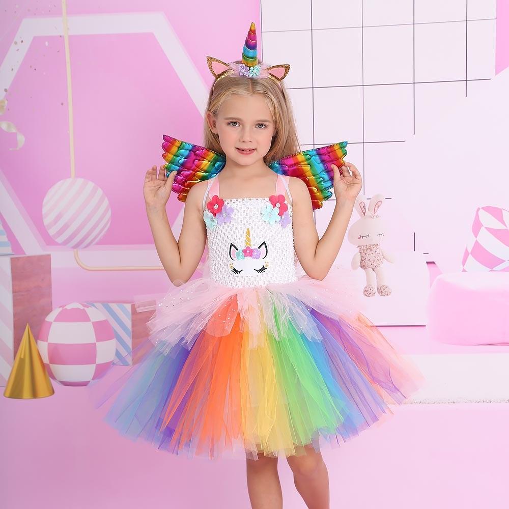 Kid Girls Anime Cartoon Unicorn Mesh Rainbow Tutu Dress Wing Headwear Children Halloween Cosplay Costume Child Pretend Princess Party Role Play Outfit S
Kid Girls Anime Cartoon Unicorn Mesh Rainbow Tutu Dress Wing Headwear Children Halloween Cosplay Costume Child Pretend Princess Party Role Play Outfit S