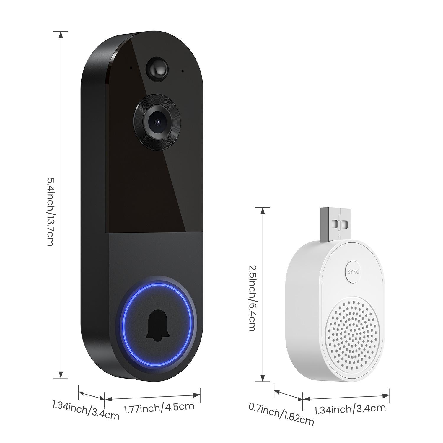 1080P Wireless Doorbell Camera High Definition Night Vision PIR Motion Detection Two-Way Audio Video Door Bells Home Office
1080P Wireless Doorbell Camera High Definition Night Vision PIR Motion Detection Two-Way Audio Video Door Bells Home Office