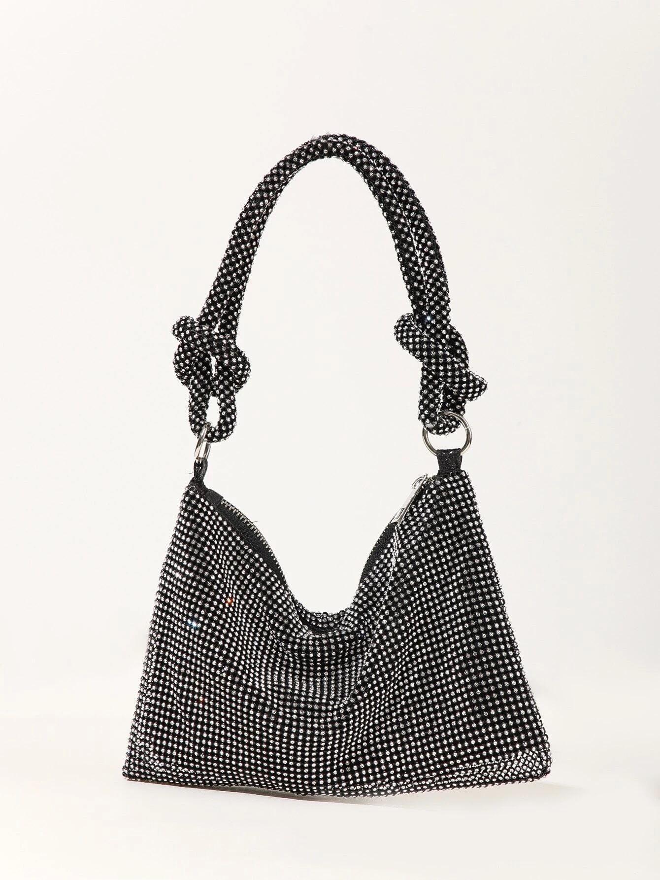 Diamond-encrusted Dinner Bag Handmade Banquet Evening Bag Tide Flash Knotted Rhinestone Bag Party Bag Clutch Bag чорний
Diamond-encrusted Dinner Bag Handmade Banquet Evening Bag Tide Flash Knotted Rhinestone Bag Party Bag Clutch Bag чорний