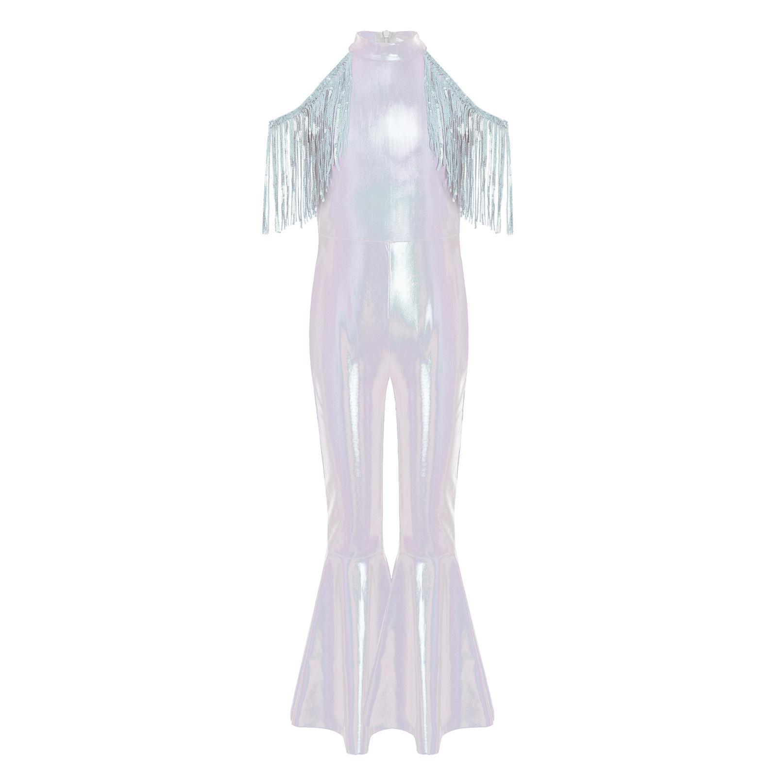 Girls Cold Shoulder Sequined Tassel Sleeves Metallic Jumpsuit Mock Neck Bell Bottom Shiny Bodysuit 5-6 Years слонова кістка
Girls Cold Shoulder Sequined Tassel Sleeves Metallic Jumpsuit Mock Neck Bell Bottom Shiny Bodysuit 5-6 Years слонова кістка